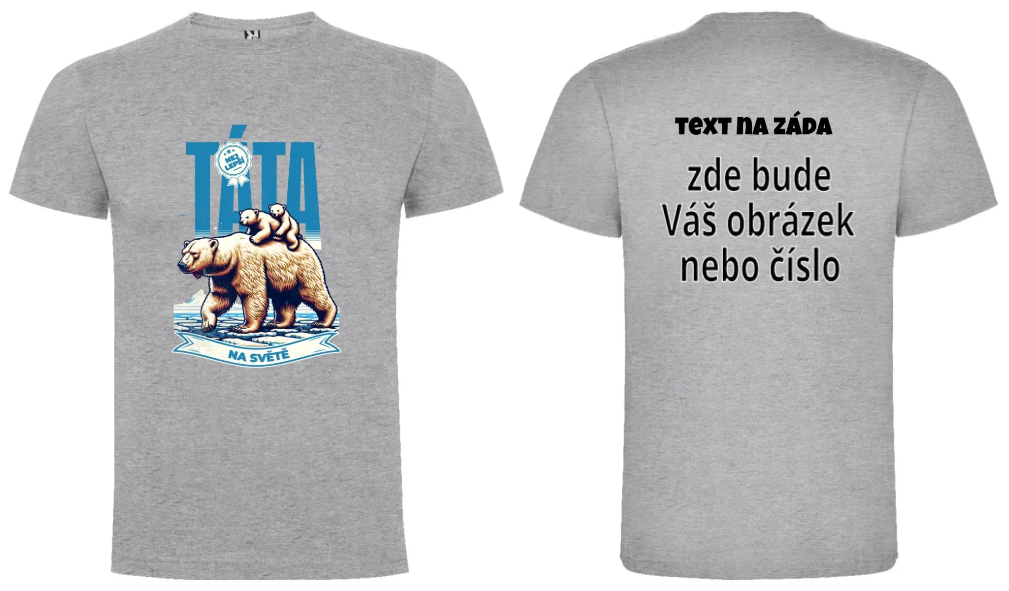 PÁNSKÉ TRIČKO s motivem NEJ TÁTA (výběr ze 17+ potisků) oboustranný potisk pánské DOGO Melír