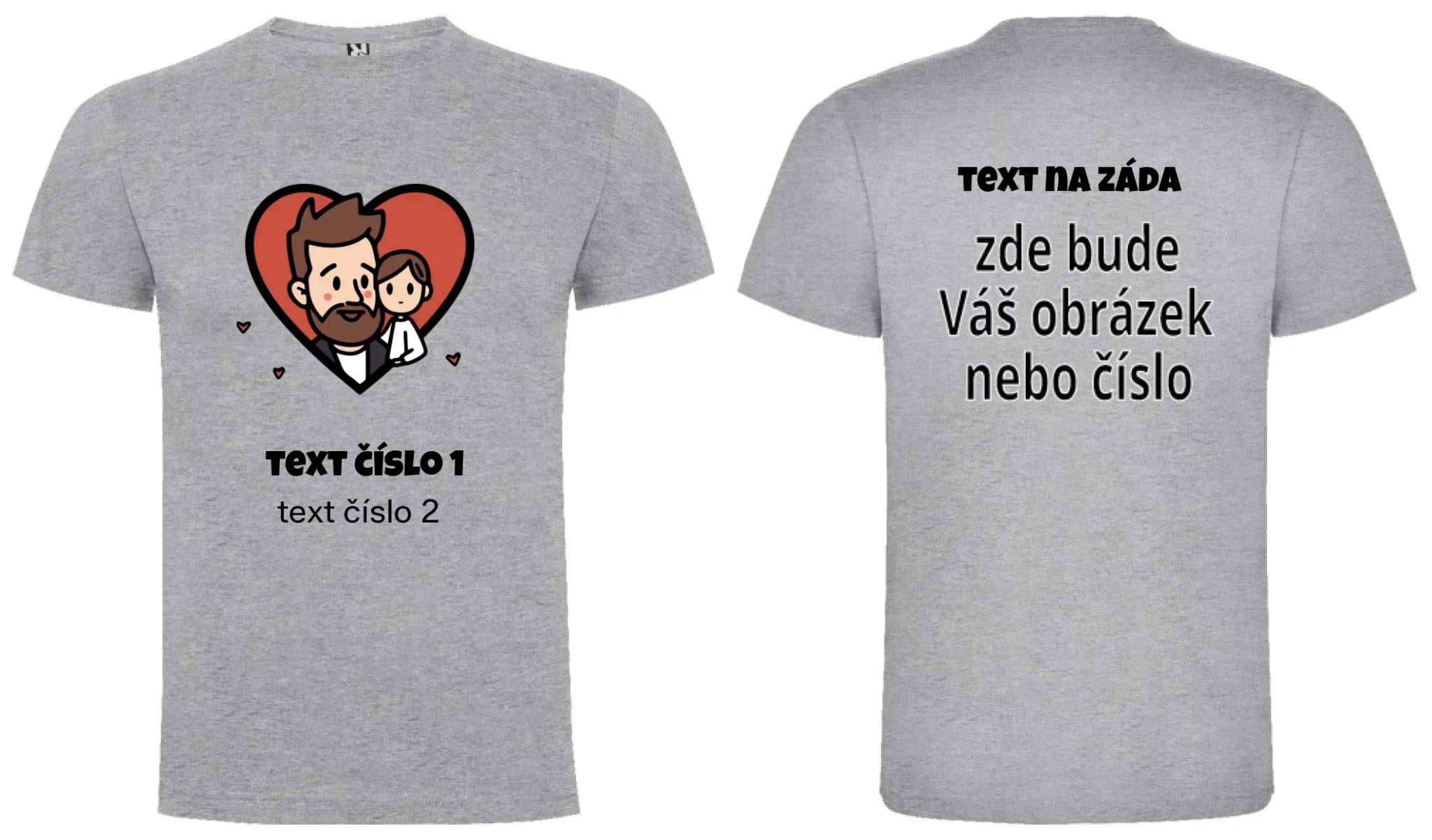 PÁNSKÉ TRIČKO s motivem NEJ TÁTA (výběr z 10+ obrázků, možnost doplnit vlastní texty) oboustranný potisk pánské DOGO Melír