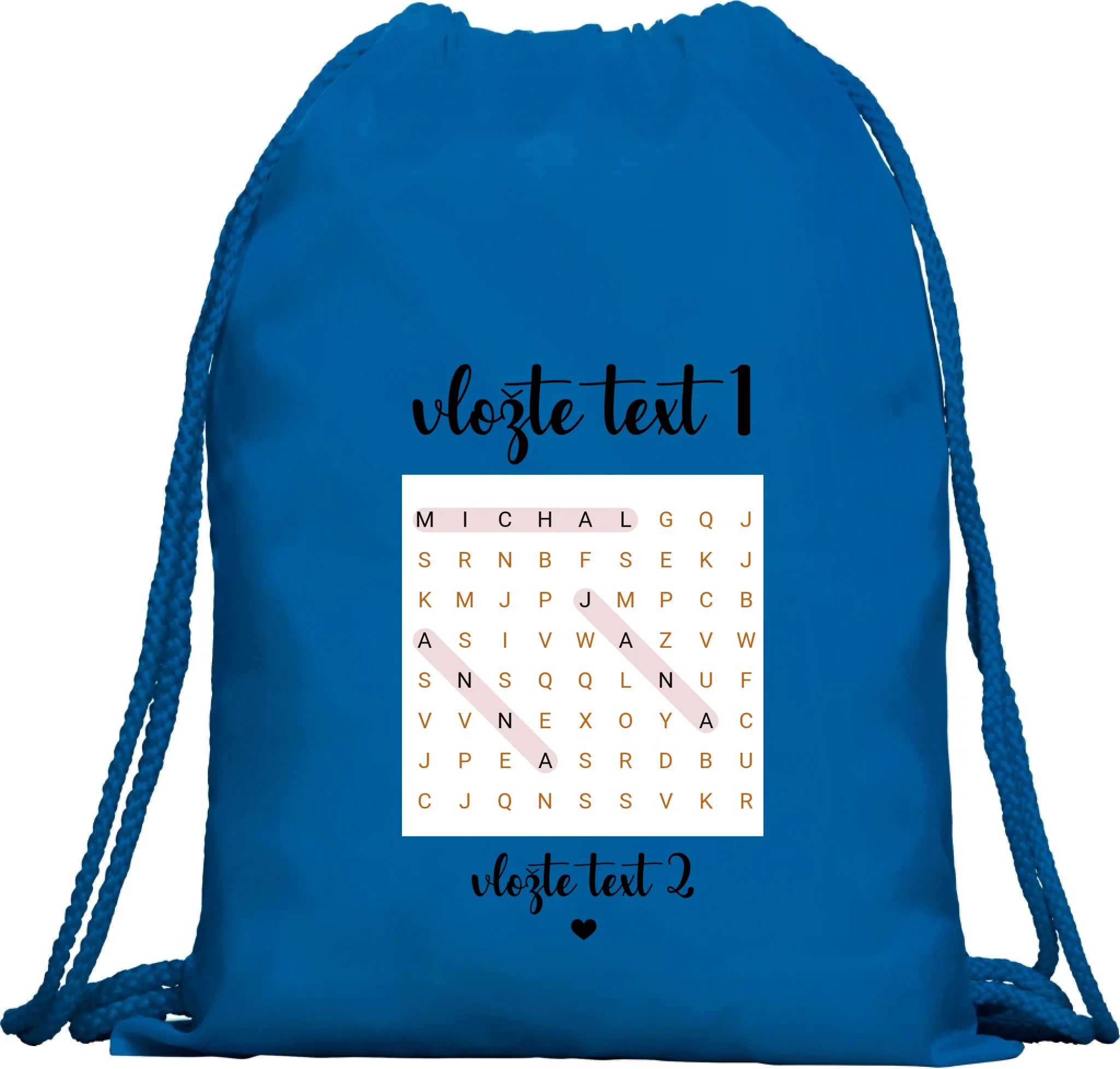 BATOH nebo TAŠKA s motivem OSMISMĚRKA (vložíte jména a další texty) Multifunkční batoh KAGU modrá 35x45 cm