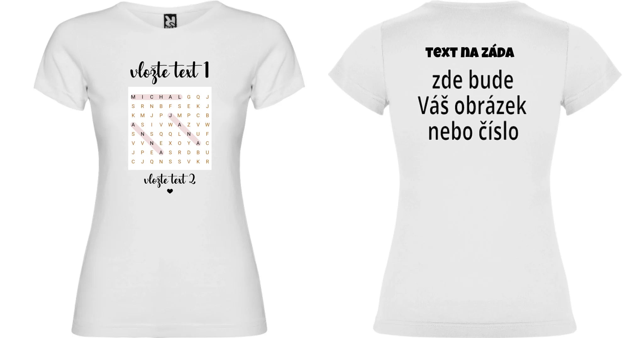 DÍVĆÍ TRIČKO s motivem OSMISMĚRKA (vložíte jména a další texty) oboustranný potisk dívčí jamaica Bílá