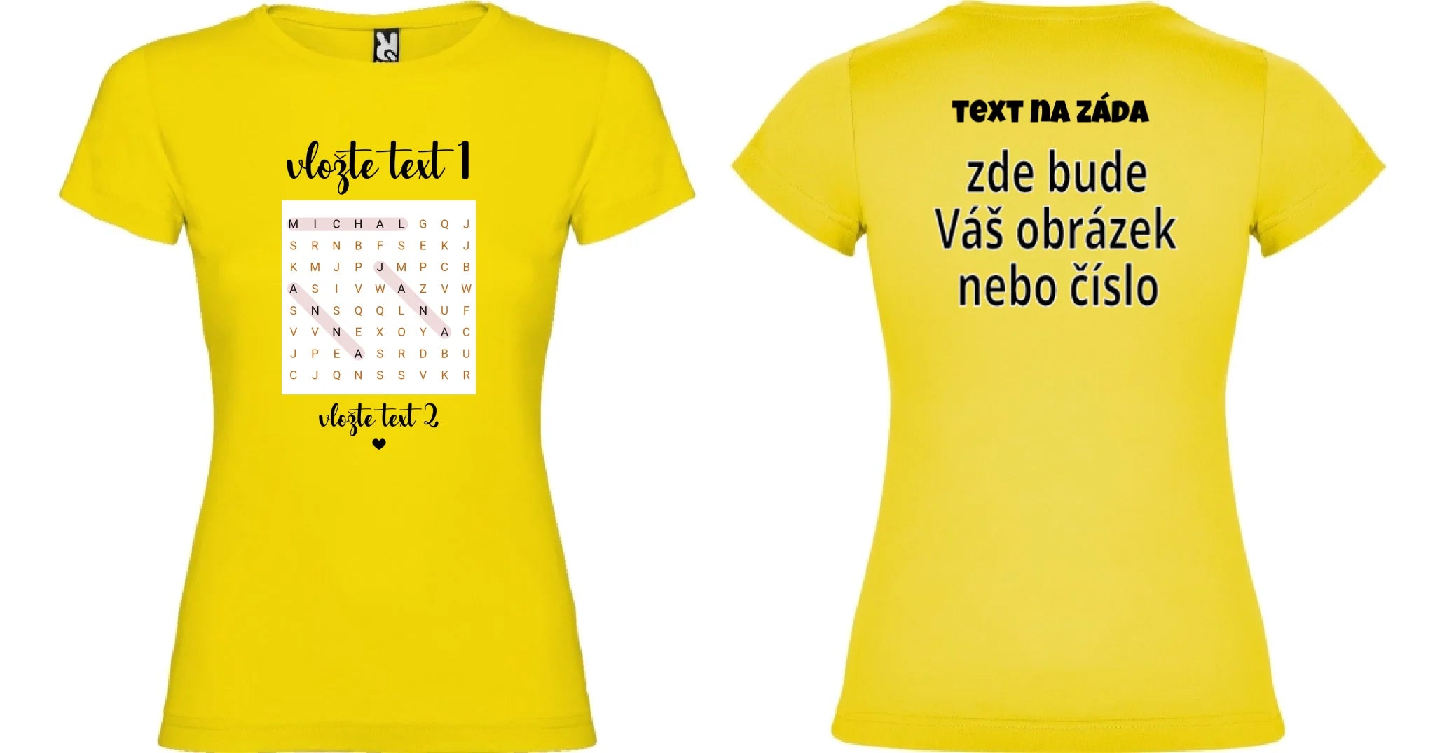 DÍVĆÍ TRIČKO s motivem OSMISMĚRKA (vložíte jména a další texty)