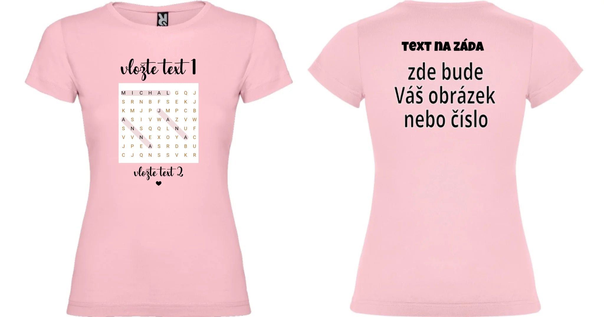 DÍVĆÍ TRIČKO s motivem OSMISMĚRKA (vložíte jména a další texty) oboustranný potisk dívčí jamaica Světle růžová