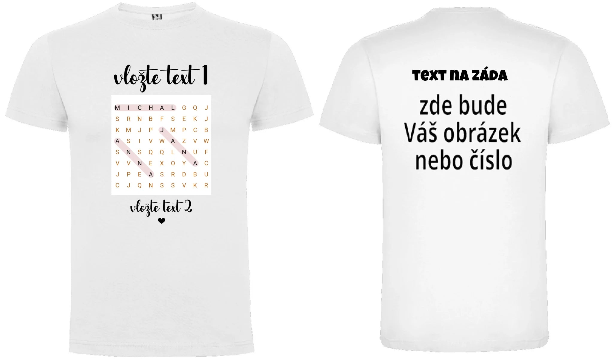 CHLAPECKÉ TRIČKO s motivem OSMISMĚRKA (vložíte jména a další texty) oboustranný potisk chlapecké DOGO Bílá