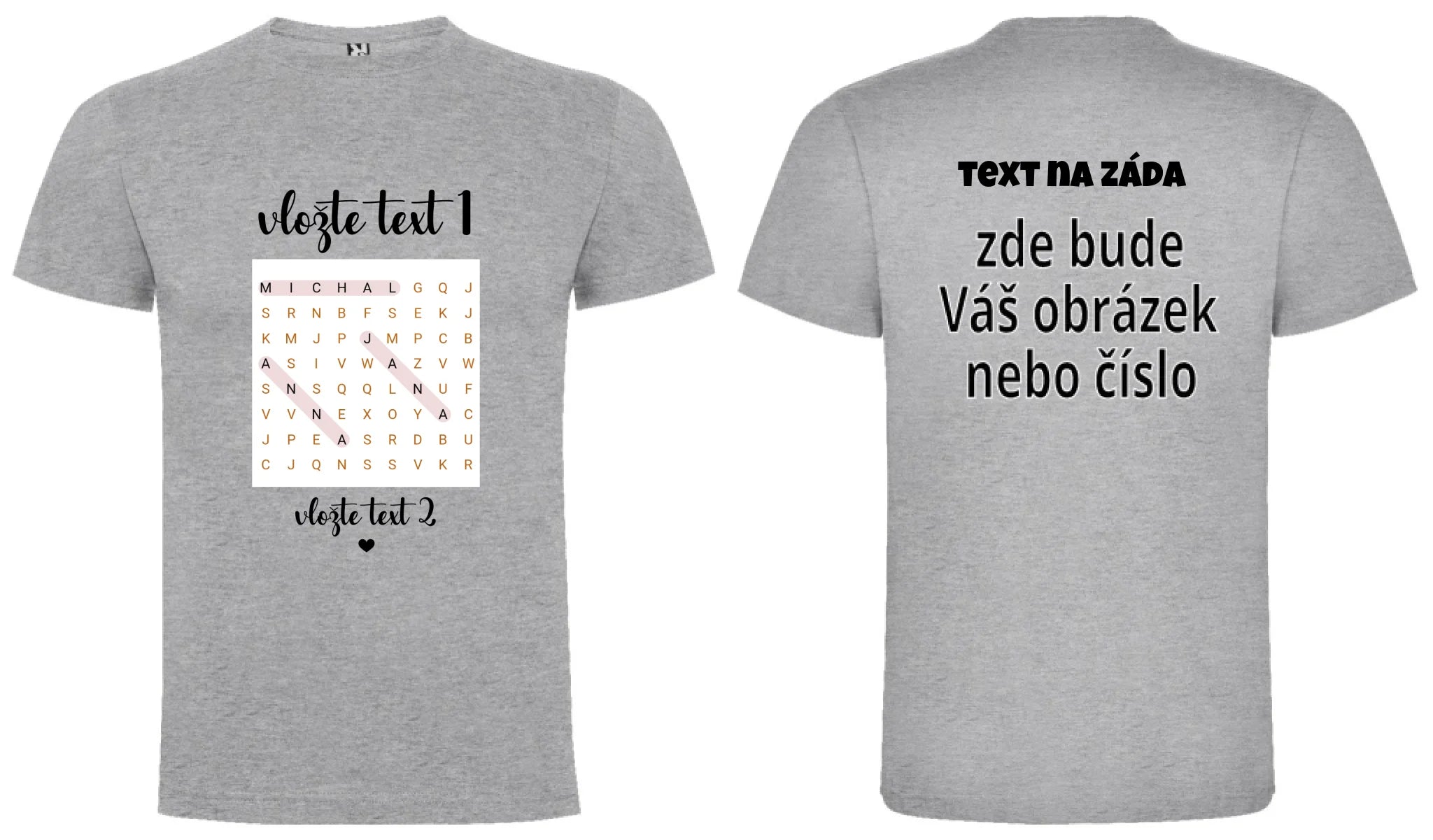 CHLAPECKÉ TRIČKO s motivem OSMISMĚRKA (vložíte jména a další texty) oboustranný potisk chlapecké DOGO Melír