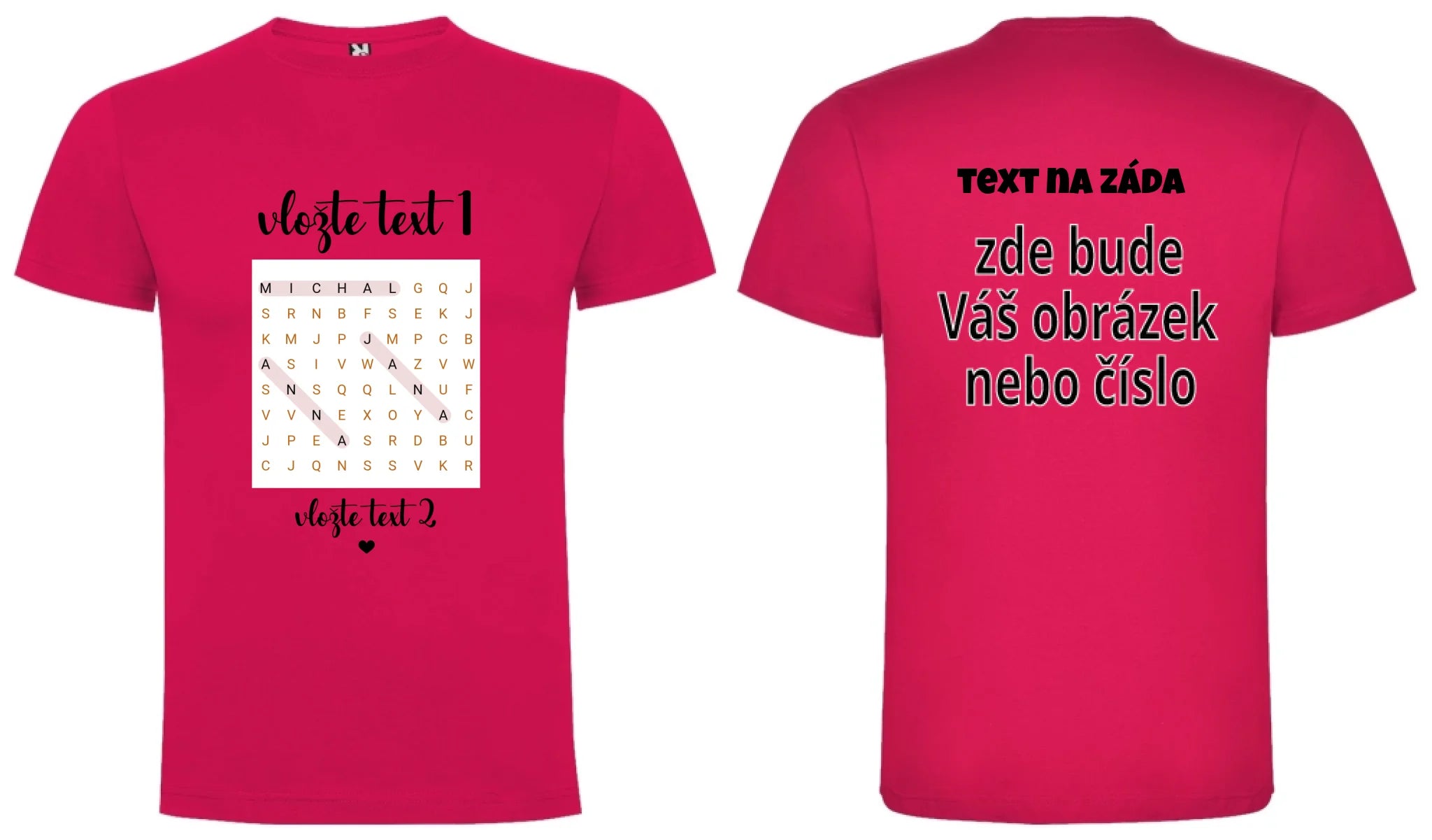 CHLAPECKÉ TRIČKO s motivem OSMISMĚRKA (vložíte jména a další texty) oboustranný potisk chlapecké DOGO Růže