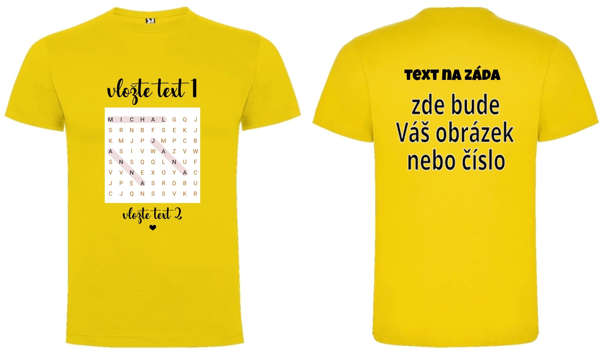 CHLAPECKÉ TRIČKO s motivem OSMISMĚRKA (vložíte jména a další texty) oboustranný potisk chlapecké DOGO Žlutá