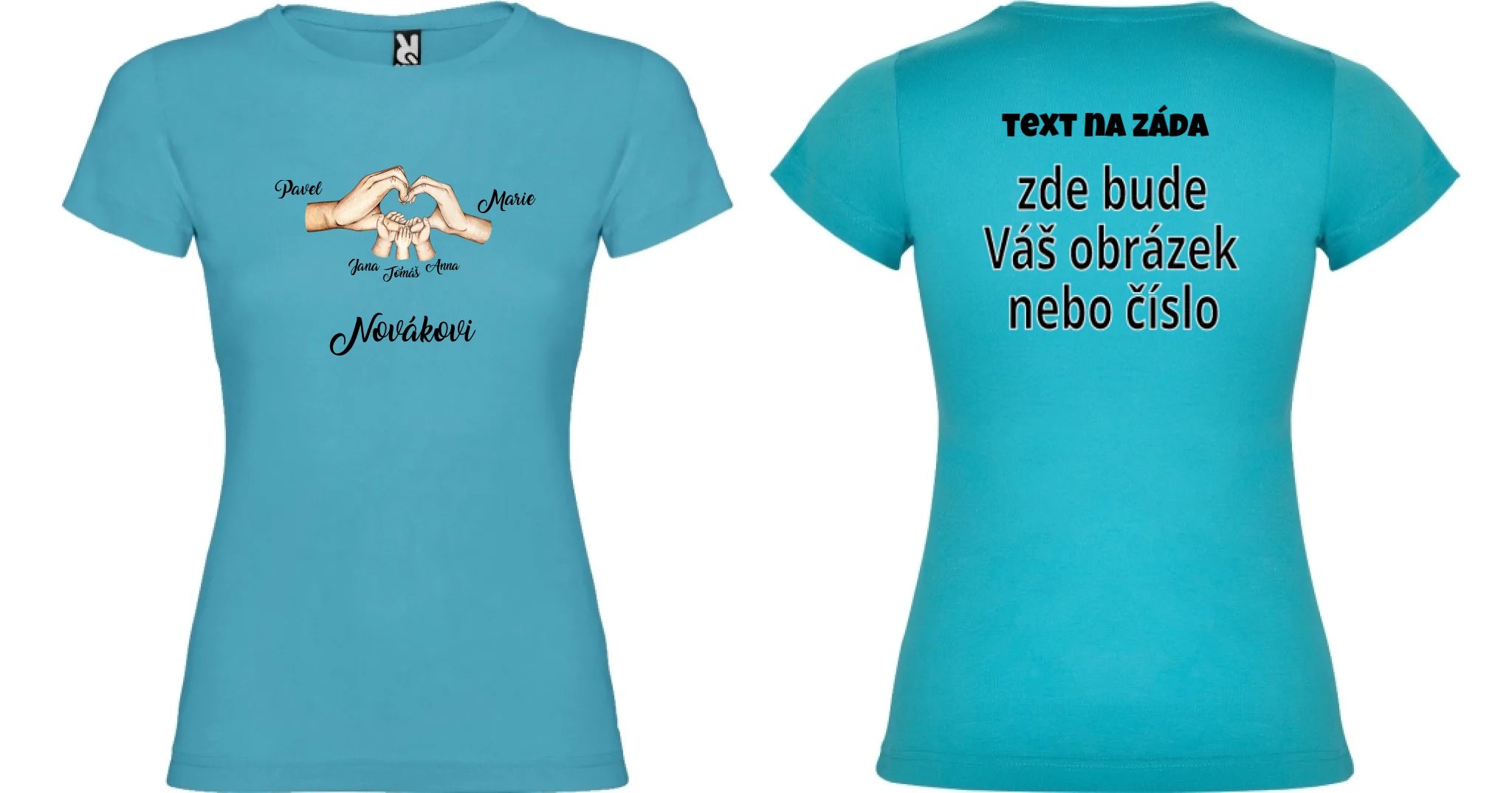 DÍVČÍ TRIČKO s motivem RODINA RUCE (vložíte jména)
