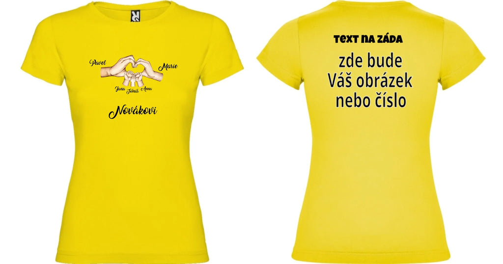 DÍVČÍ TRIČKO s motivem RODINA RUCE (vložíte jména)