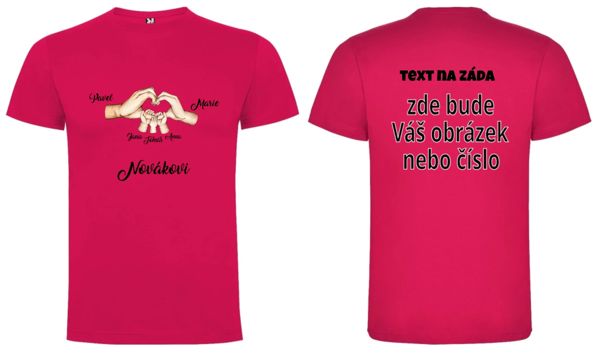 CHLAPECKÉ TRIČKO s motivem RODINA RUCE (vložíte jména) oboustranný potisk chlapecké DOGO Růže