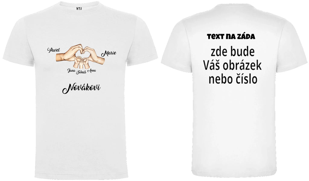 PÁNSKÉ TRIČKO s motivem RODINA RUCE (vložíte jména)
