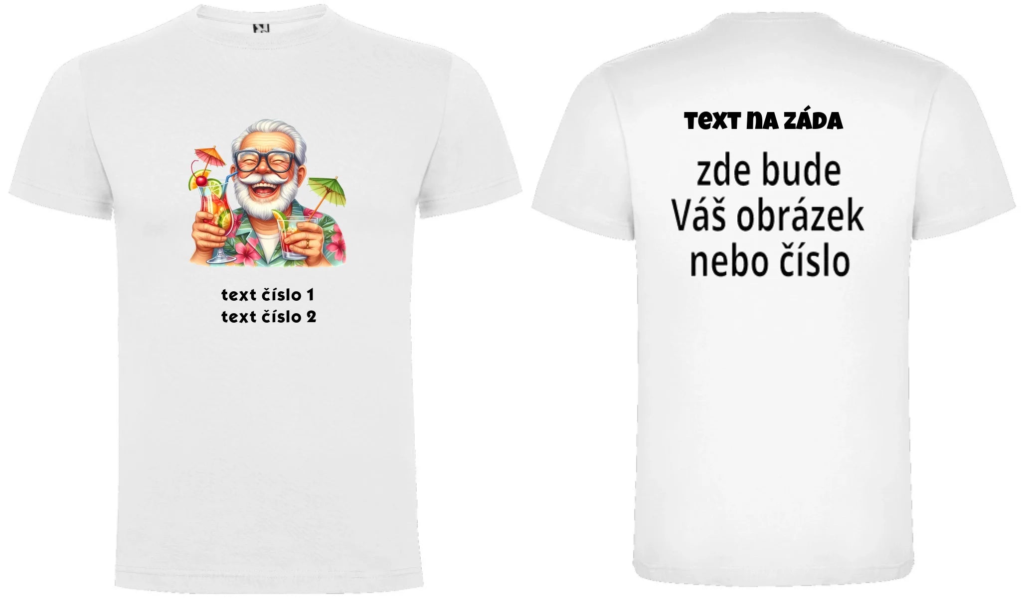 PÁNSKÉ TRIČKO s motivem DĚDEČEK (výběr z 10+ obrázků, možnost doplnit vlastní texty) oboustranný potisk pánské DOGO Bílá