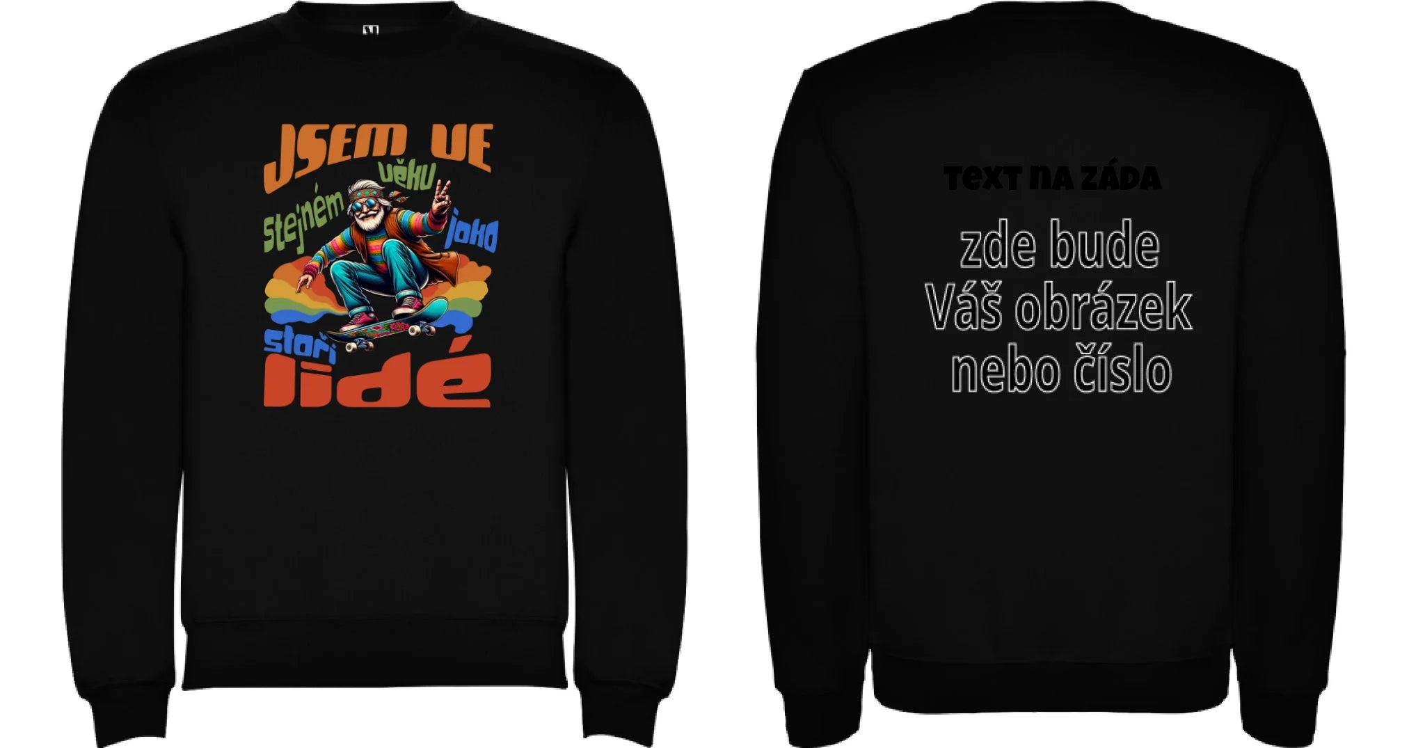 PÁNSKÁ MIKINA BEZ KAPUCE s motivem DĚDEČEK oboustranný potisk unisex mikina clasica Černá