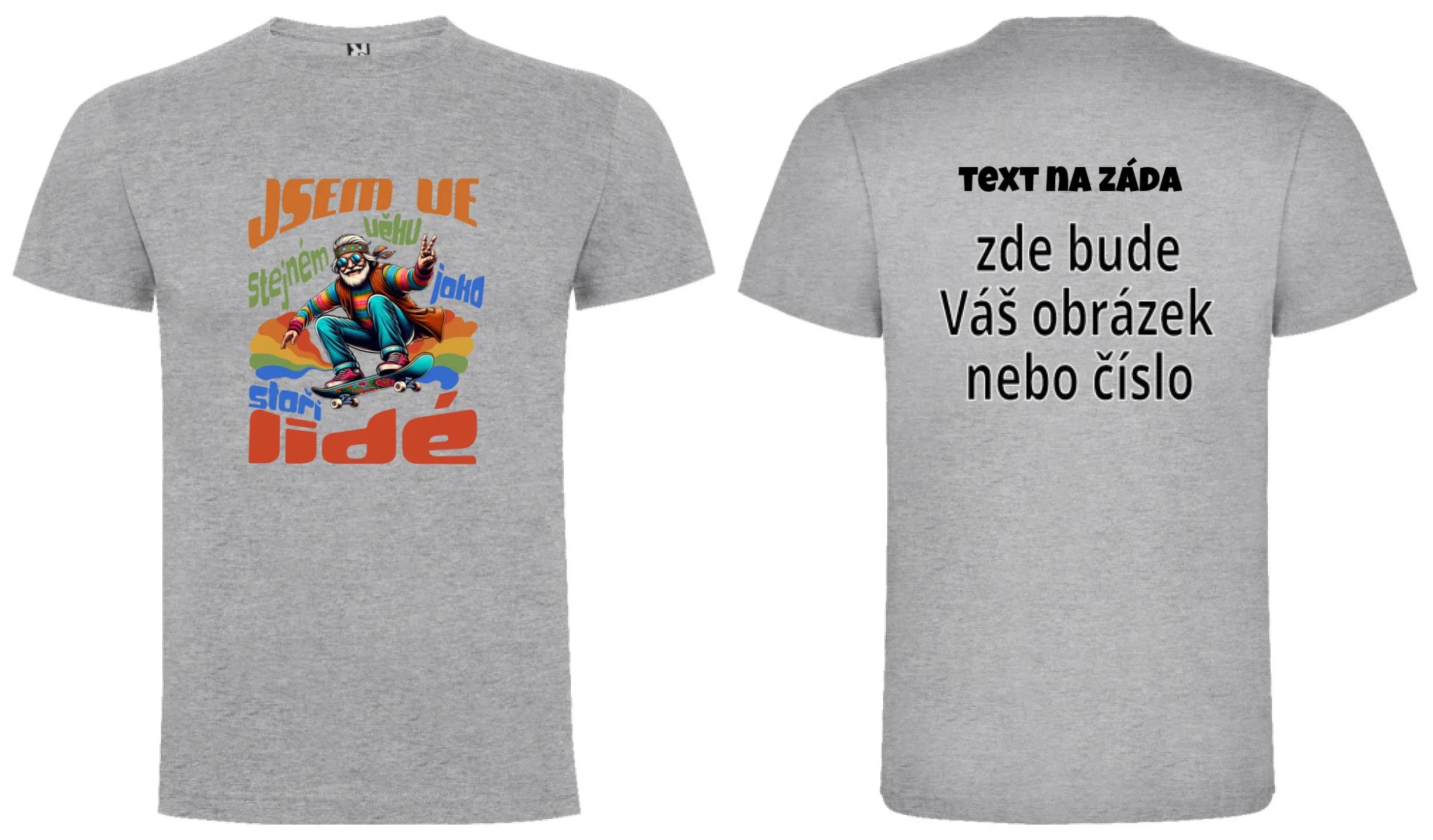 PÁNSKÉ TRIČKO s motivem DĚDEČEK oboustranný potisk pánské DOGO Melír