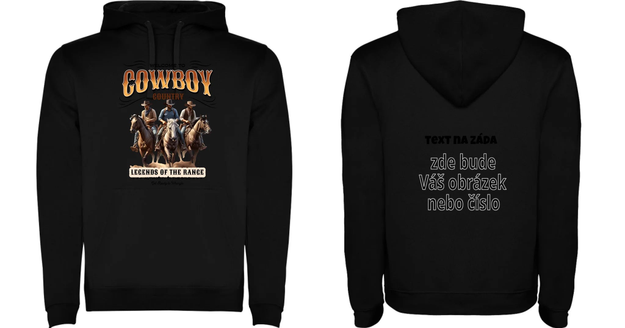 DĚTSKÁ MIKINA S KAPUCÍ s motivem COWBOY (2+ motivy) oboustranný potisk dětská mikina URBAN Černá