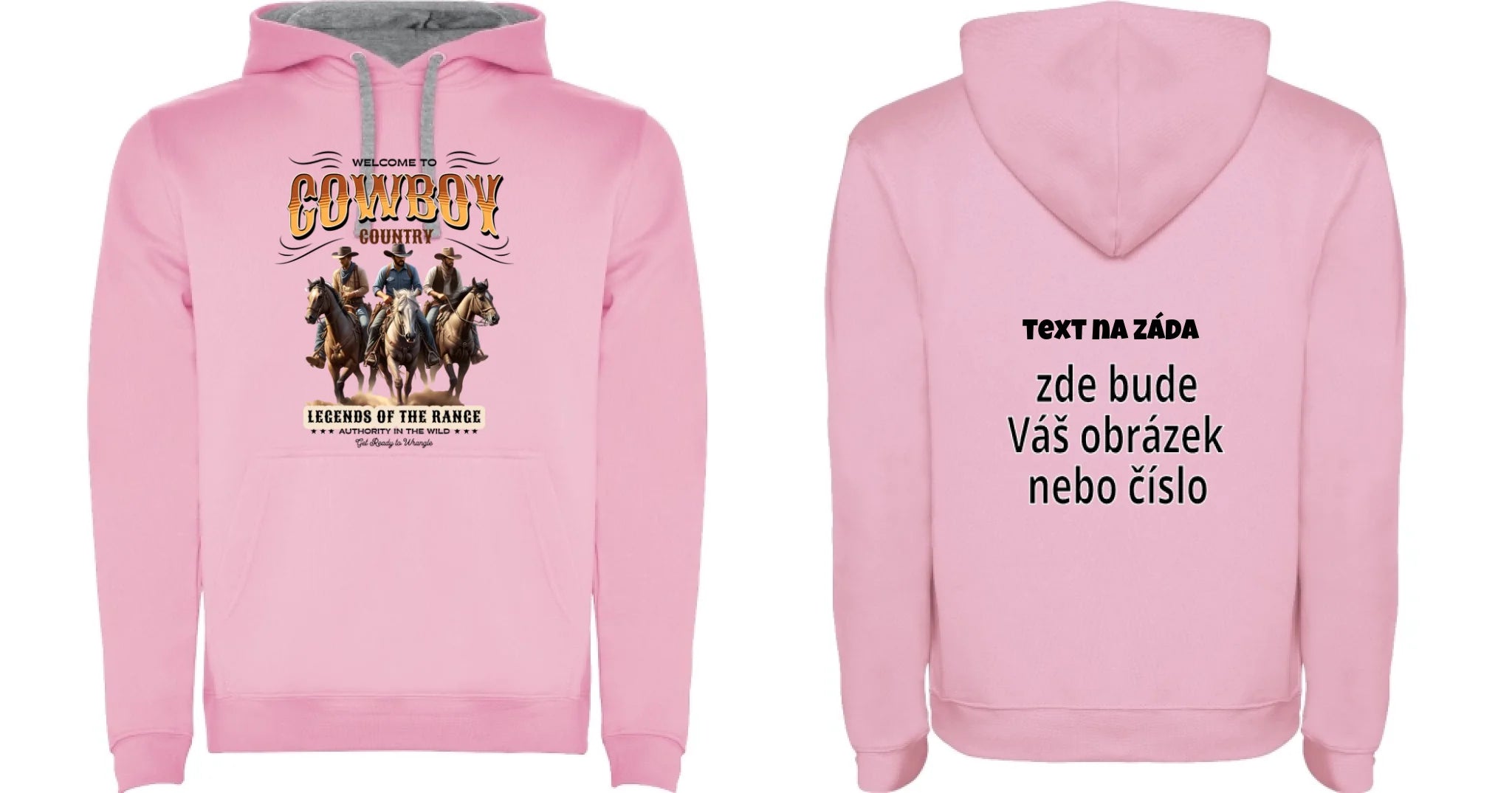 DĚTSKÁ MIKINA S KAPUCÍ s motivem COWBOY (2+ motivy) oboustranný potisk dětská mikina URBAN Růžová