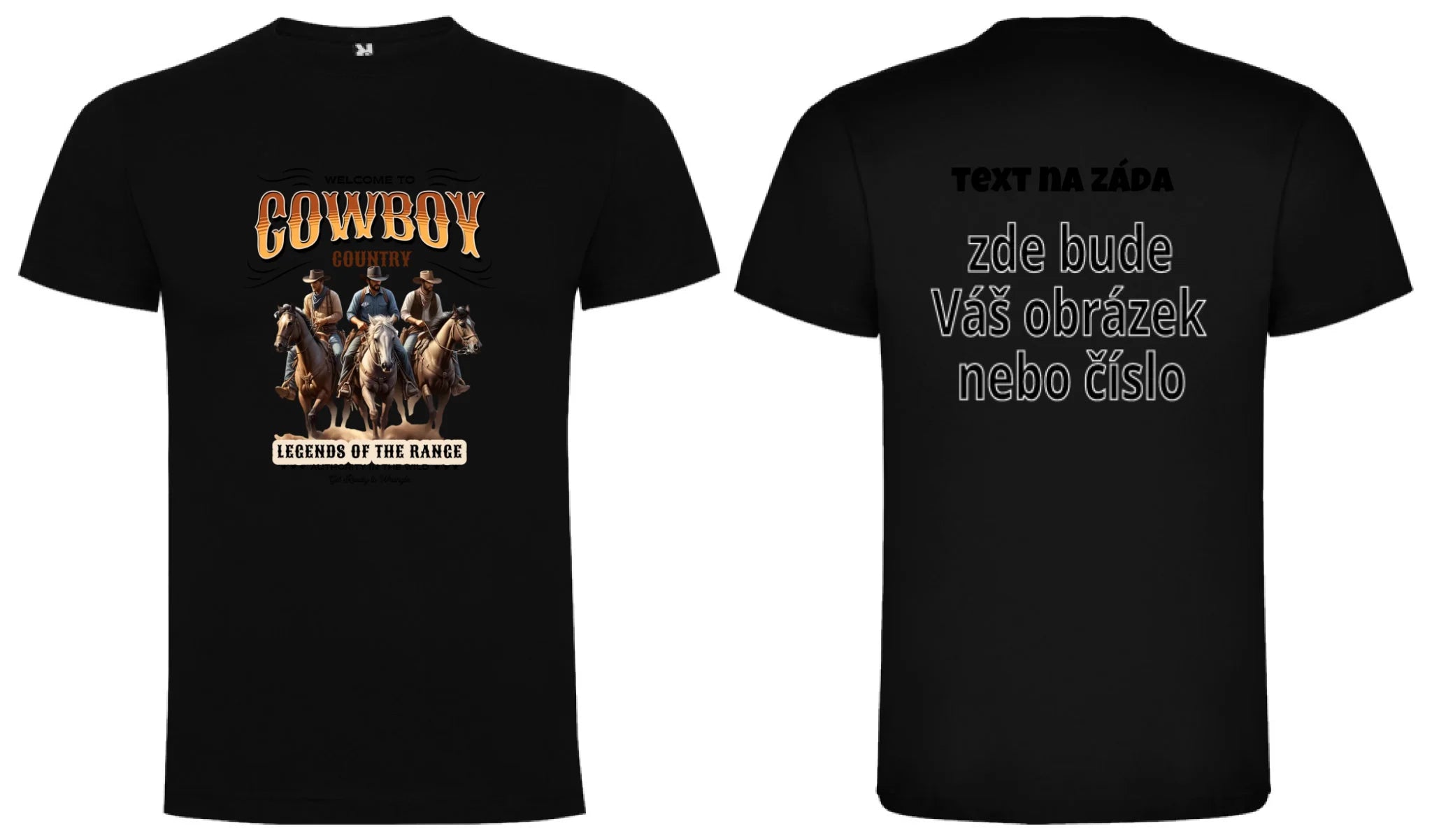 CHLAPECKÉ TRIČKO s motivem COWBOY (2+ motivy) oboustranný potisk chlapecké DOGO Černá