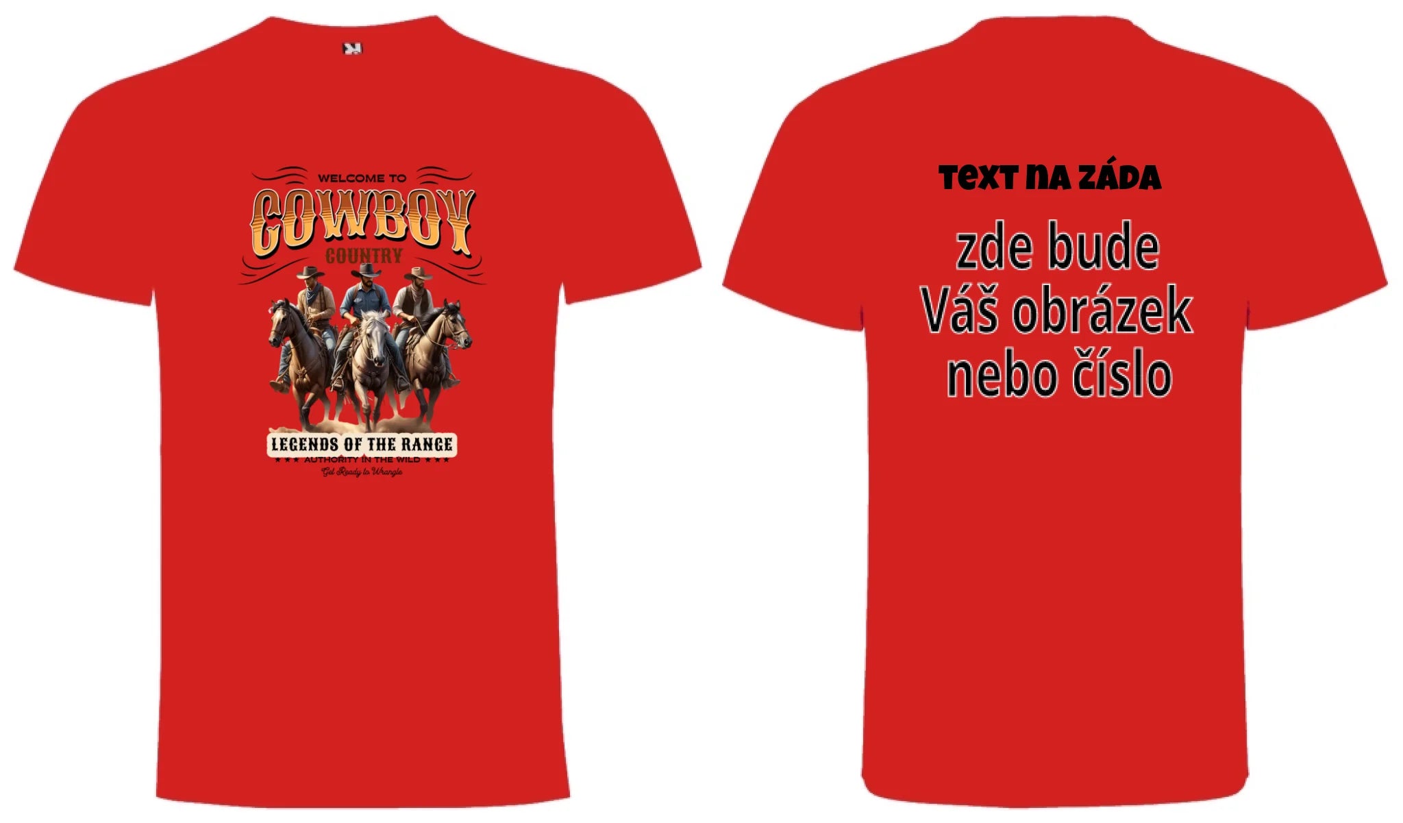 CHLAPECKÉ TRIČKO s motivem COWBOY (2+ motivy) oboustranný potisk chlapecké DOGO Červená