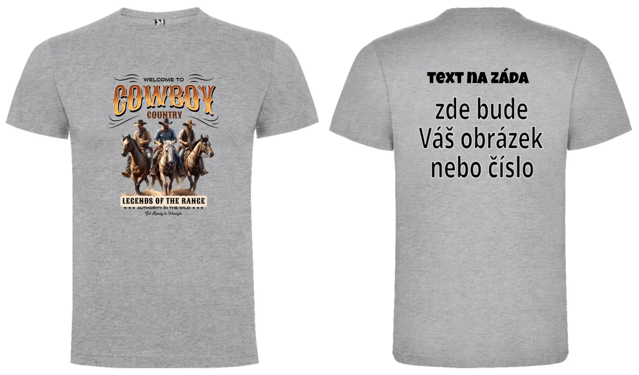 CHLAPECKÉ TRIČKO s motivem COWBOY (2+ motivy) oboustranný potisk chlapecké DOGO Melír