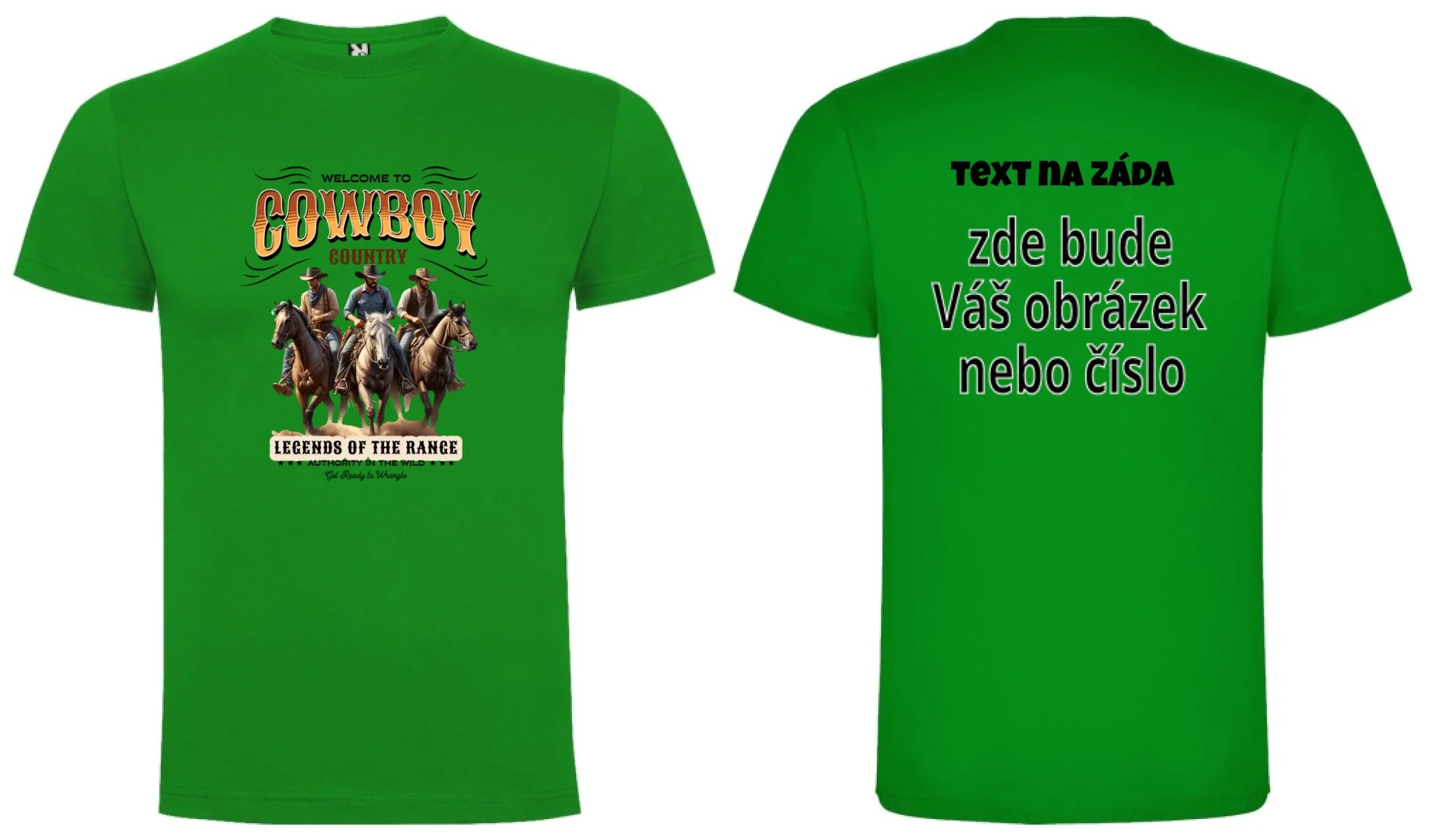 CHLAPECKÉ TRIČKO s motivem COWBOY (2+ motivy) oboustranný potisk chlapecké DOGO Zelená