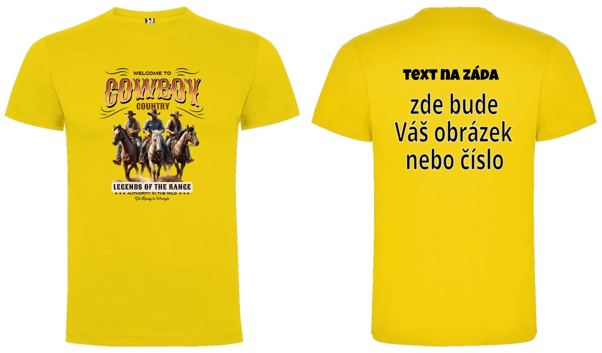 CHLAPECKÉ TRIČKO s motivem COWBOY (2+ motivy) oboustranný potisk chlapecké DOGO Žlutá