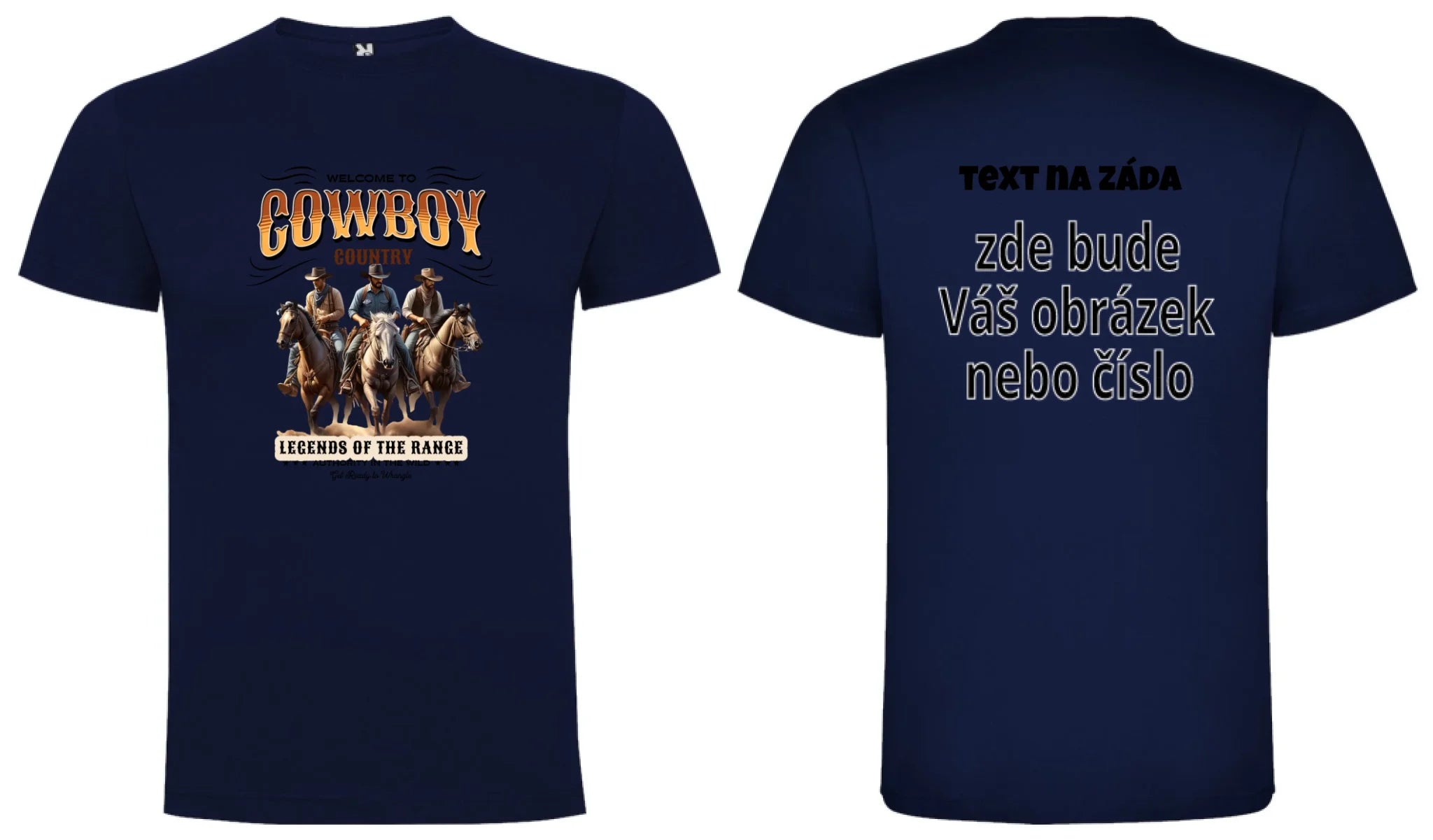 CHLAPECKÉ TRIČKO s motivem COWBOY (2+ motivy) oboustranný potisk chlapecké DOGO Námořnická modrá