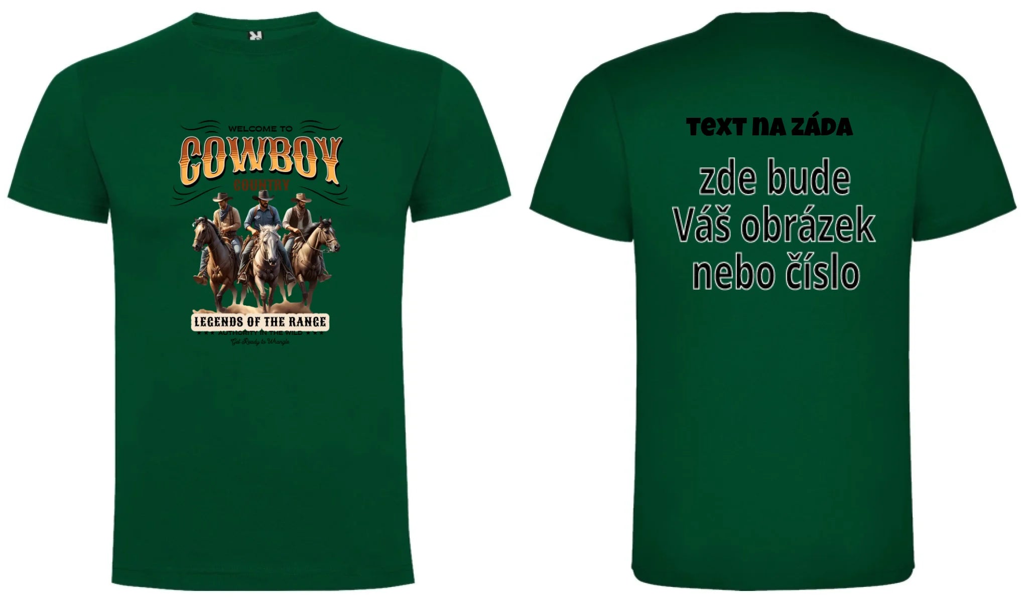 CHLAPECKÉ TRIČKO s motivem COWBOY (2+ motivy) oboustranný potisk chlapecké DOGO Tmavě zelená