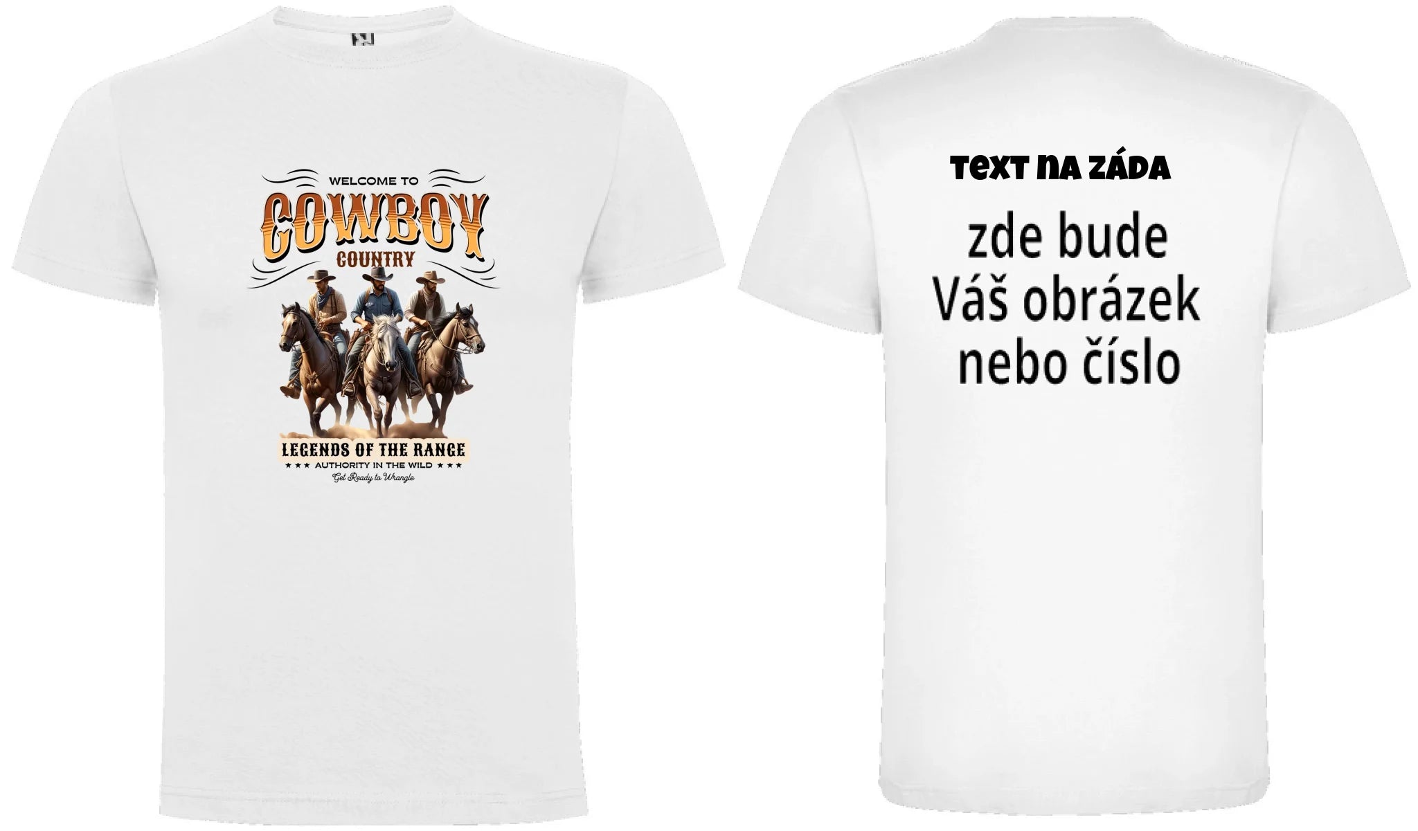 PÁNSKÉ TRIČKO s motivem COWBOY (2+ motivy) oboustranný potisk pánské DOGO Bílá