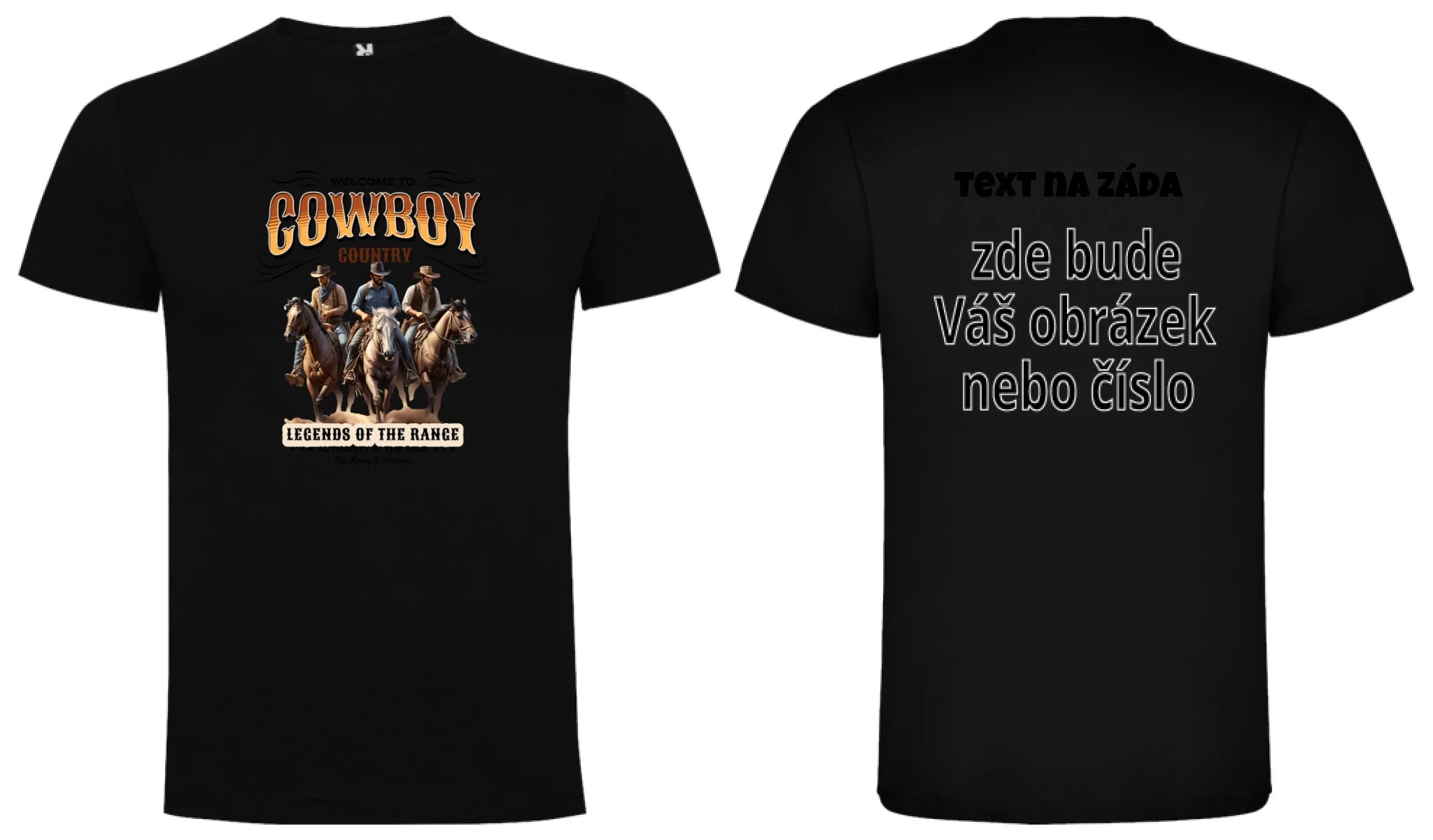 PÁNSKÉ TRIČKO s motivem COWBOY (2+ motivy) oboustranný potisk pánské DOGO Černá