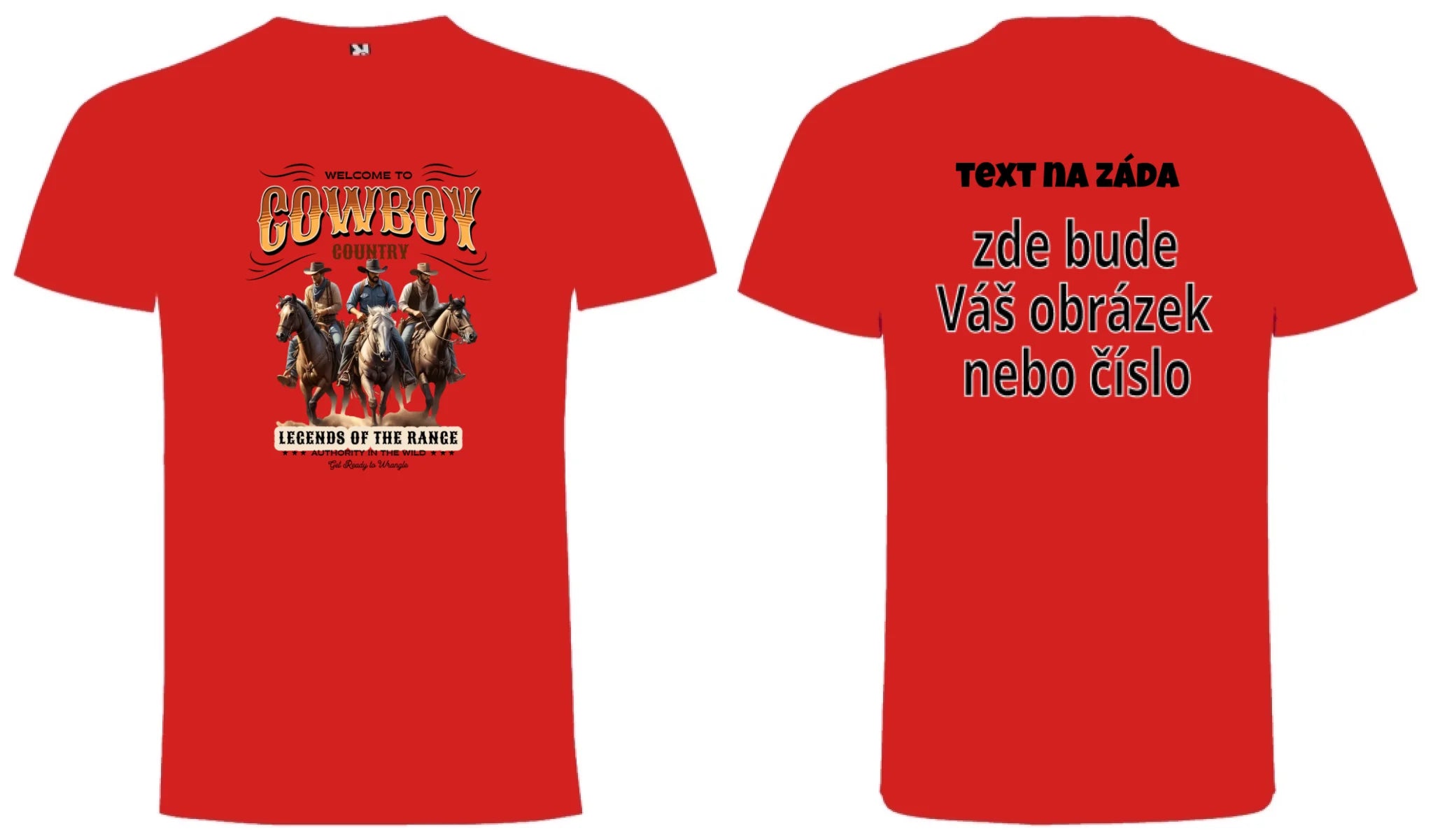 PÁNSKÉ TRIČKO s motivem COWBOY (2+ motivy) oboustranný potisk pánské DOGO Červená
