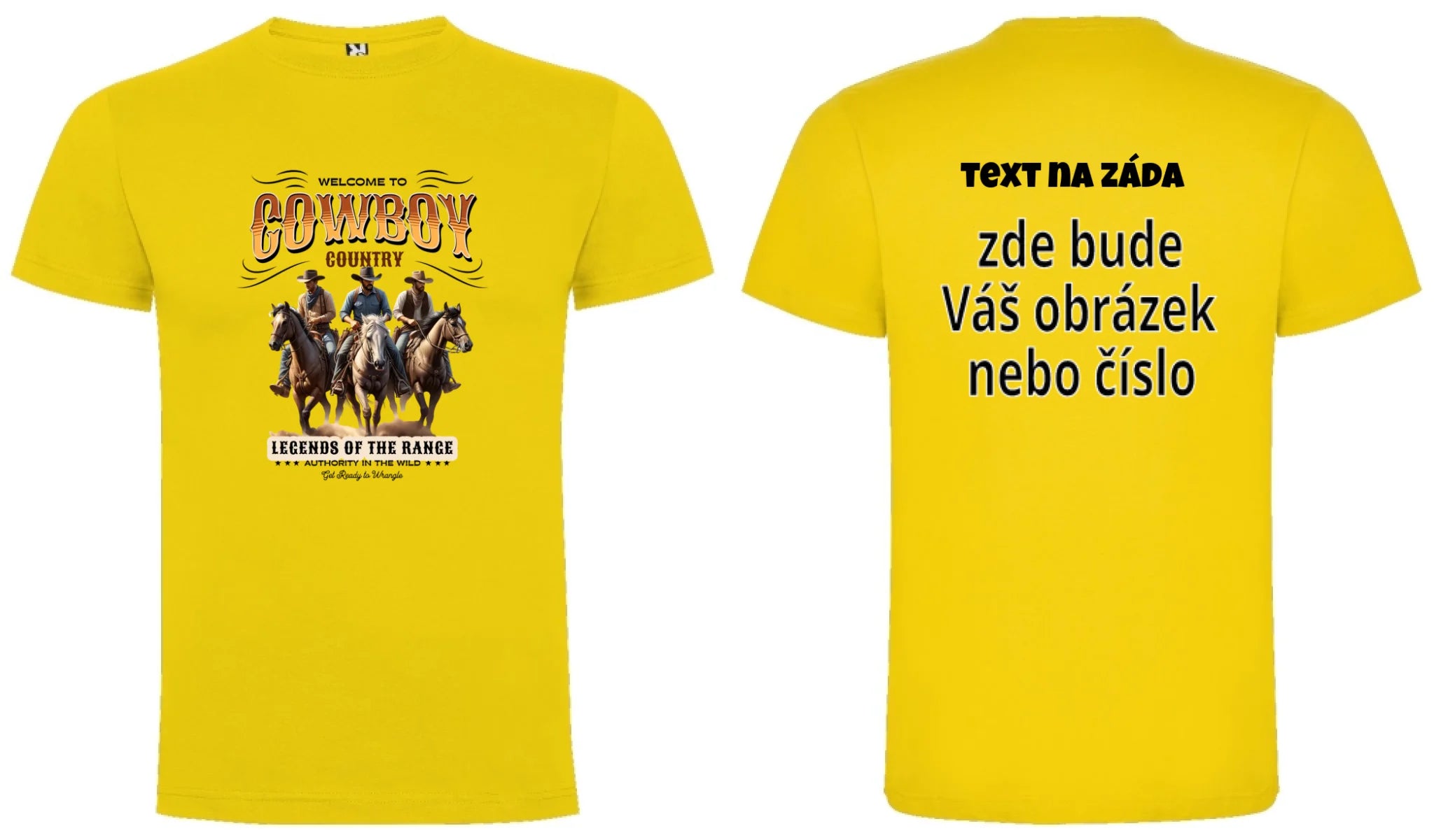 PÁNSKÉ TRIČKO s motivem COWBOY (2+ motivy) oboustranný potisk pánské DOGO Žlutá