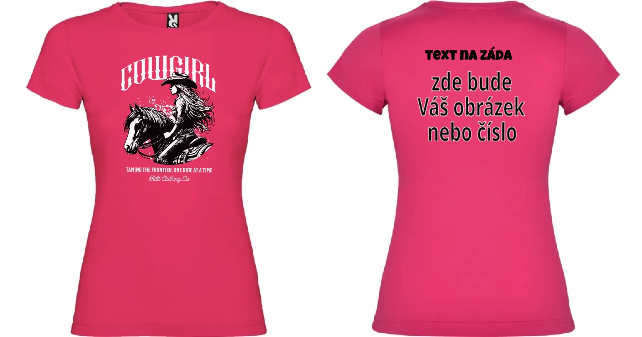 DÍVČÍ TRIČKO s motivem COWGIRL (5+ motivů) oboustranný potisk dívčí jamaica Růže