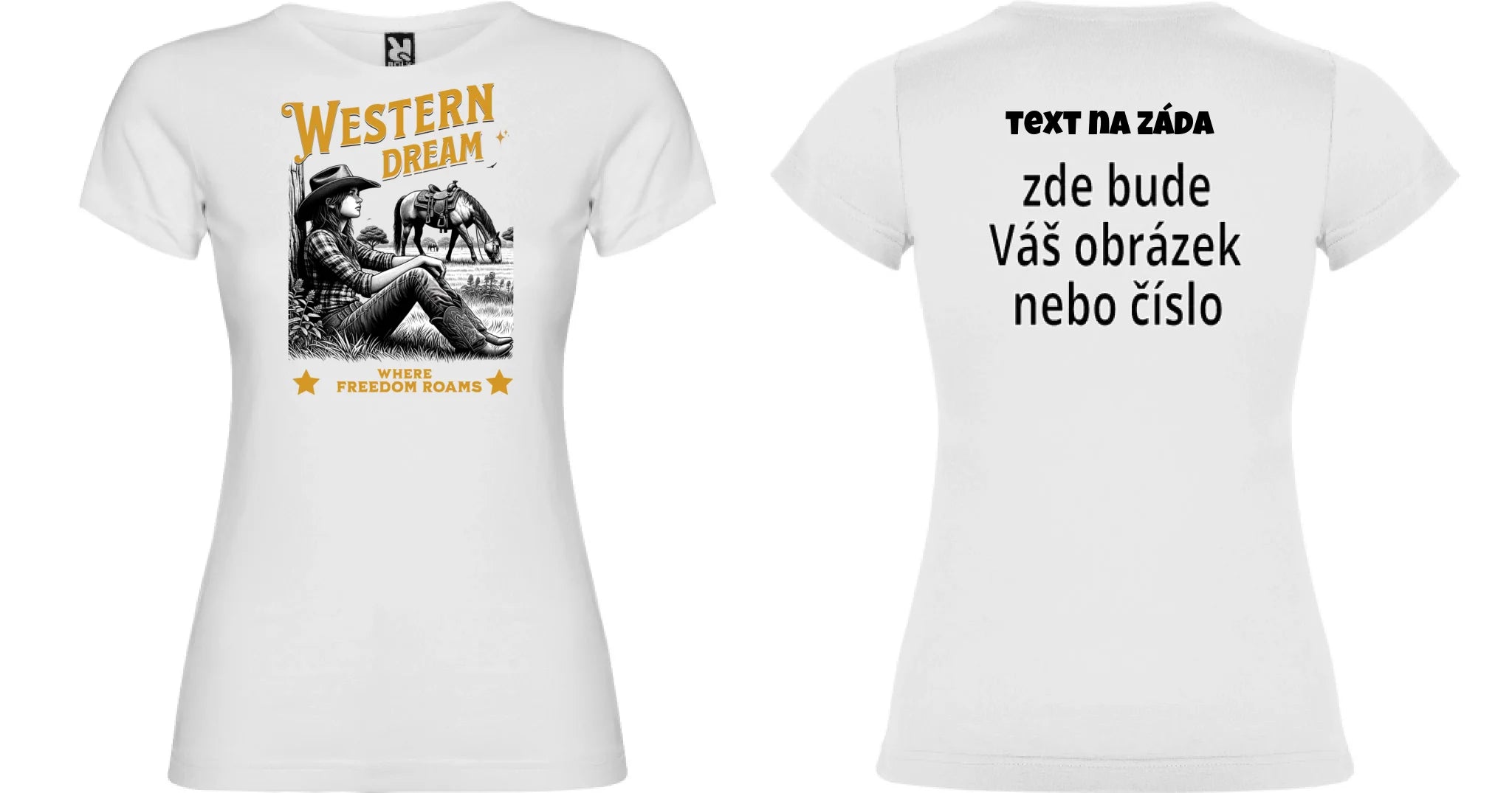 DÁMSKÉ TRIČKO s motivem COWGIRL (5+ motivů) oboustranný potisk dámské jamaica Bílá
