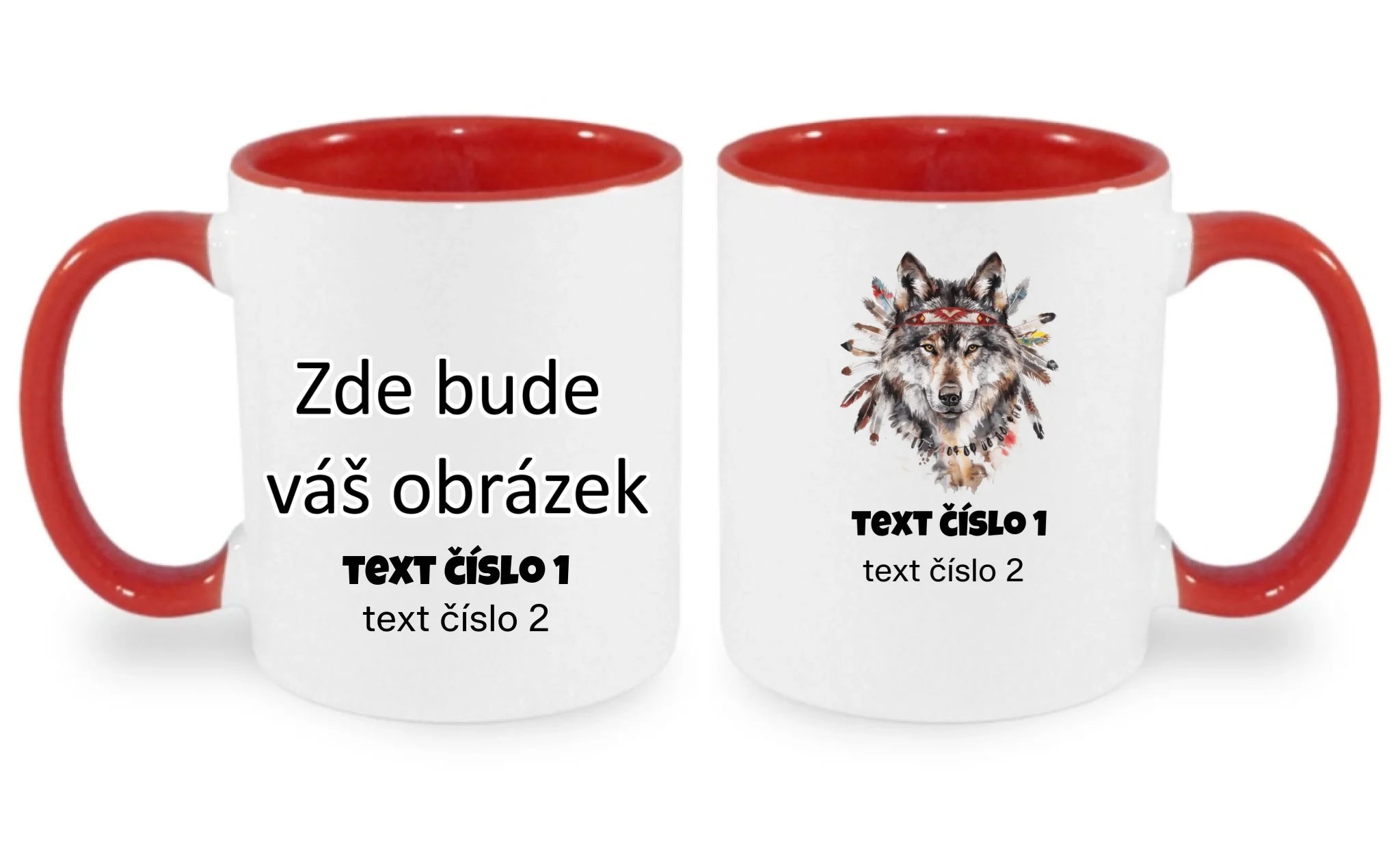 HRNÍČEK s motivem DIVOKÝ ZÁPAD (10+ obrázků, možnost doplnit vlastní text) oboustranný potisk hrníček Bílá červená 330 ml