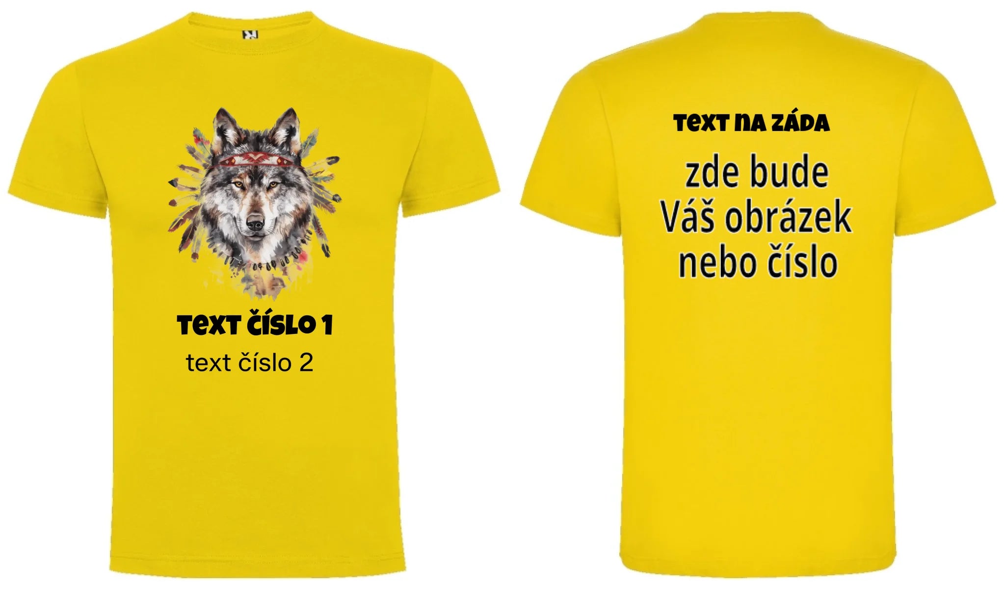 PÁNSKÉ TRIČKO s motivem DIVOKÝ ZÁPAD (10+ obrázků, možnost doplnit vlastní text) oboustranný potisk pánské DOGO Žlutá
