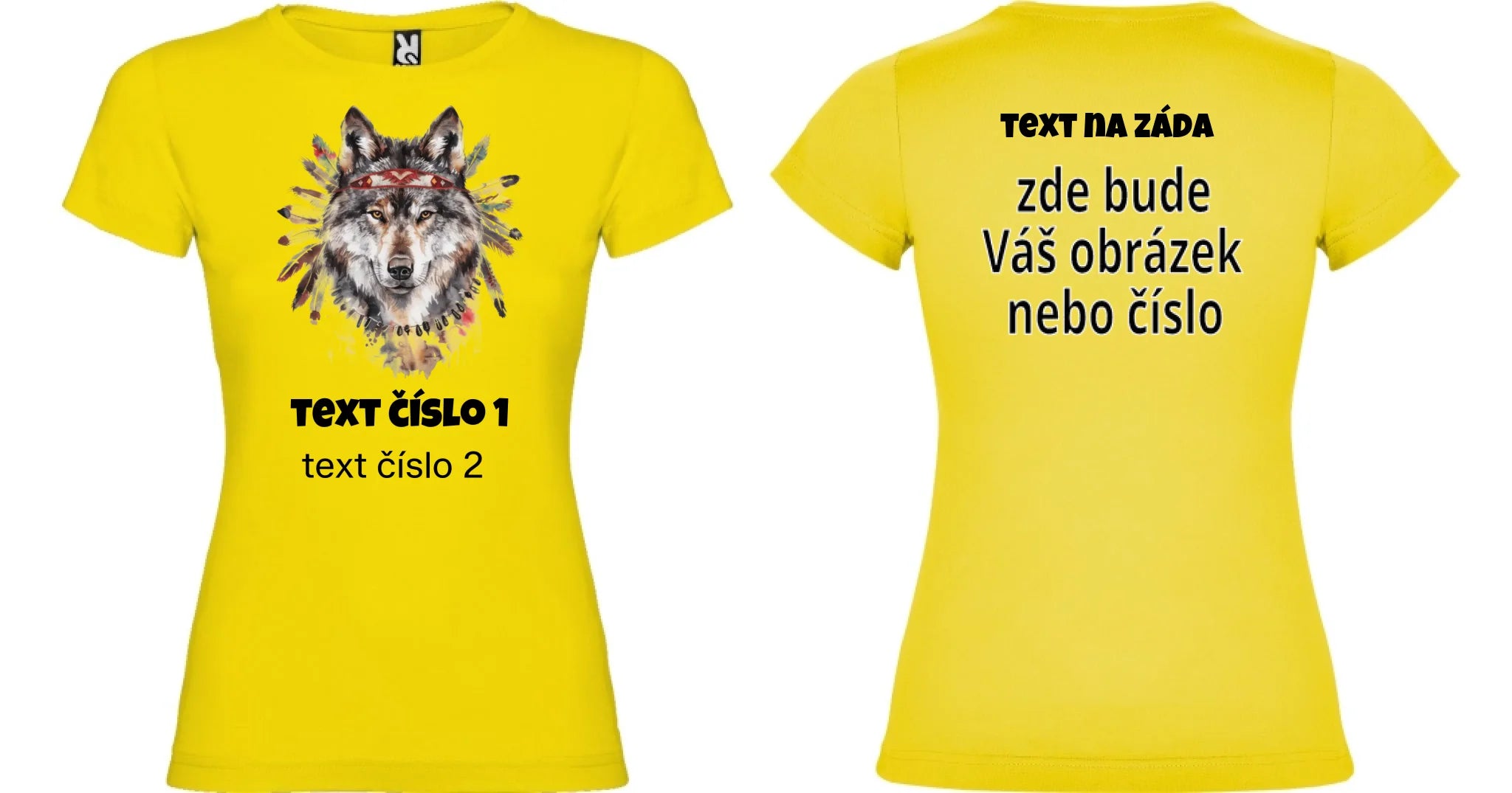 DÁMSKÉ TRIČKO s motivem DIVOKÝ ZÁPAD (10+ obrázků, možnost doplnit vlastní text) oboustranný potisk dámské jamaica Žlutá