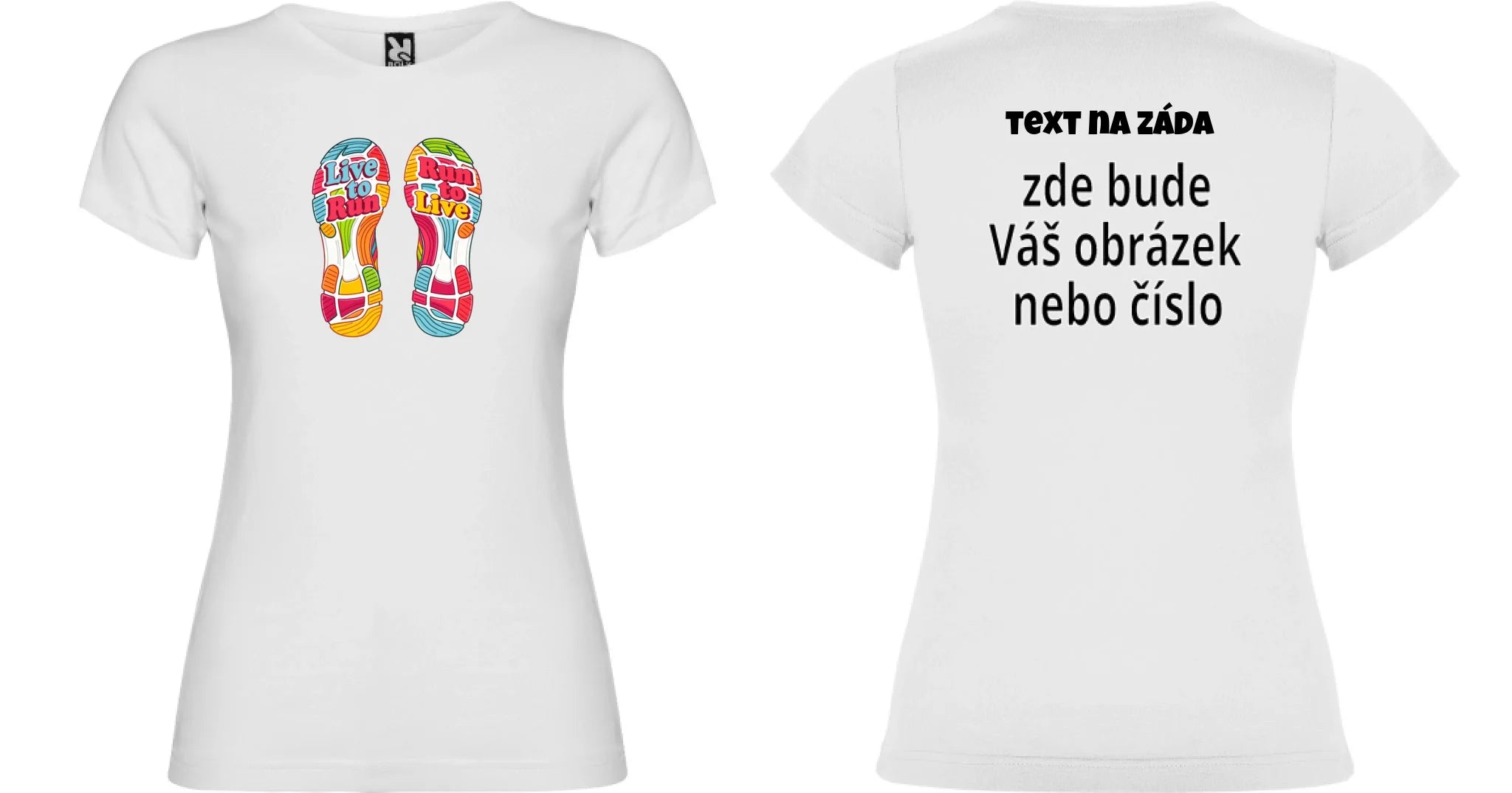 DÁMSKÉ TRIČKO s motivem BĚH (výběr z 3+ potisků) oboustranný potisk dámské jamaica Bílá