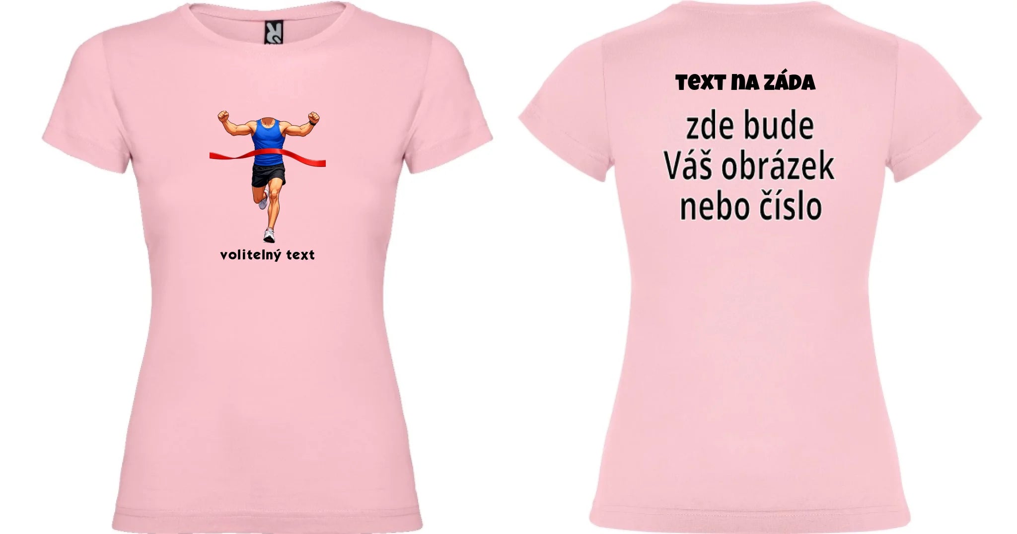 DÁMSKÉ TRIČKO s motivem BĚH, KOLO, PLAVÁNÍ (s vlastní fotkou) oboustranný potisk dámské jamaica Světle růžová
