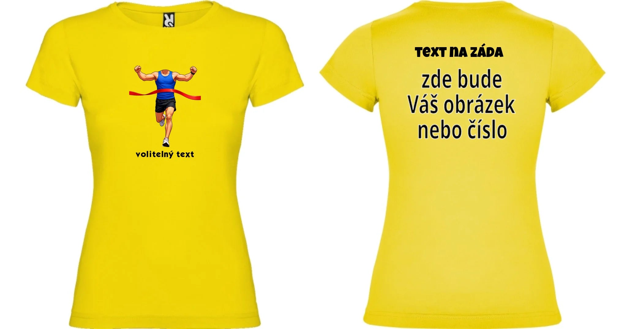 DÁMSKÉ TRIČKO s motivem BĚH, KOLO, PLAVÁNÍ (s vlastní fotkou) oboustranný potisk dámské jamaica Žlutá