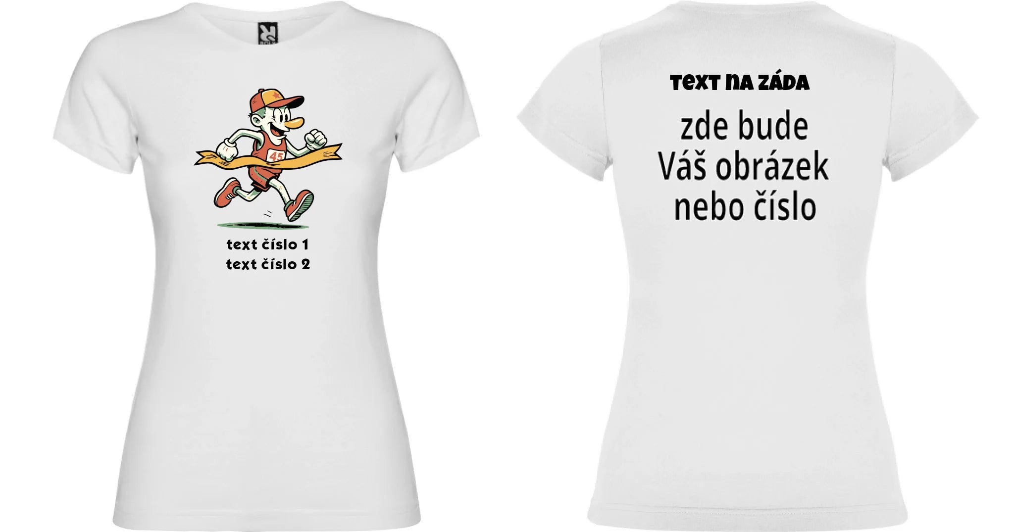 DÍVČÍ TRIČKO s motivem BĚH, KOLO, PLAVÁNÍ (výběr z 25+ obrázků, možnost doplnit vlastní texty) oboustranný potisk dívčí jamaica Bílá