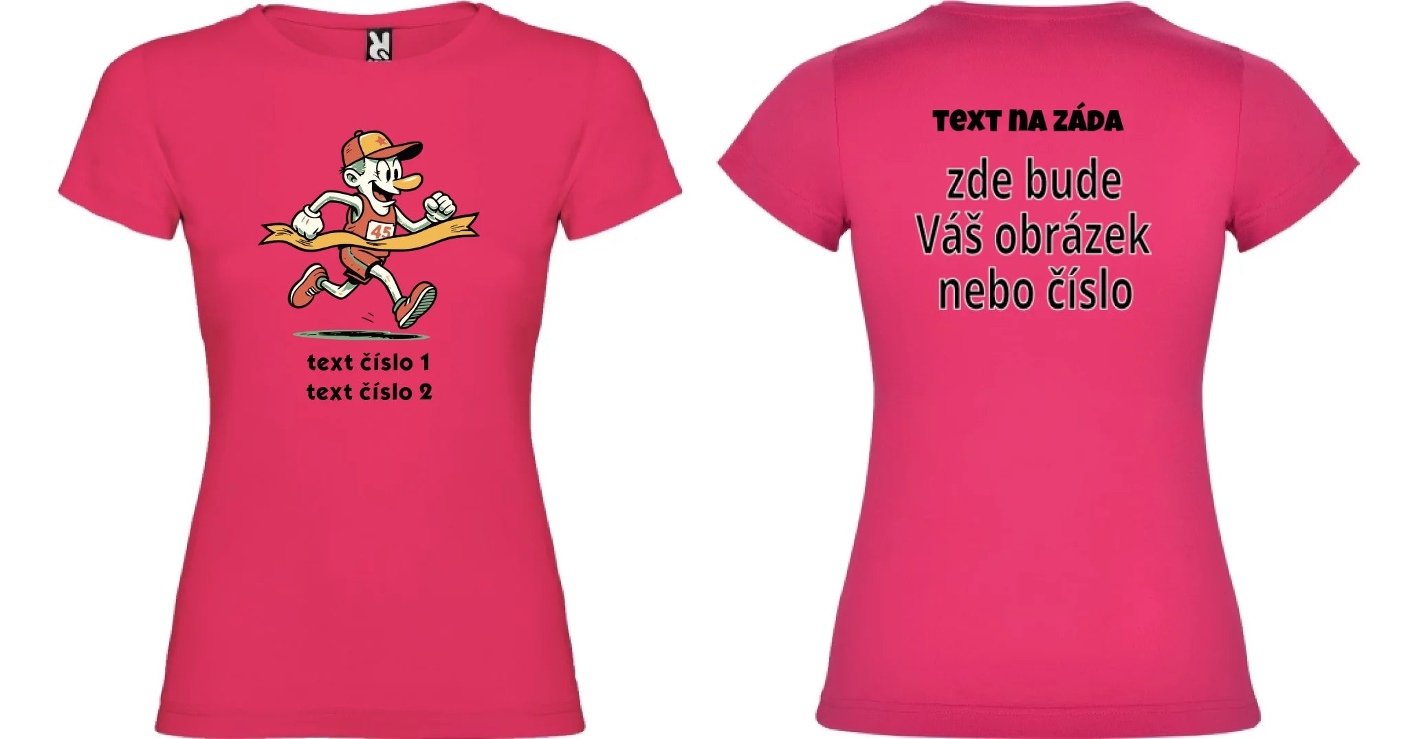 DÍVČÍ TRIČKO s motivem BĚH, KOLO, PLAVÁNÍ (výběr z 25+ obrázků, možnost doplnit vlastní texty) oboustranný potisk dívčí jamaica Růže