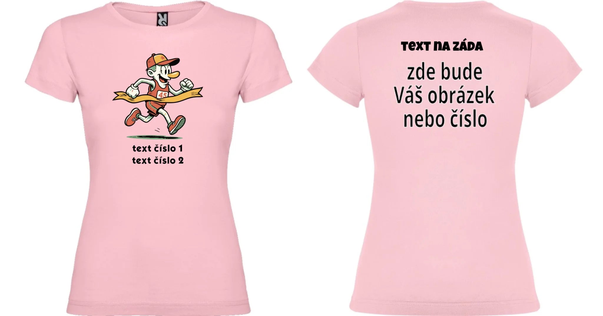 DÍVČÍ TRIČKO s motivem BĚH, KOLO, PLAVÁNÍ (výběr z 25+ obrázků, možnost doplnit vlastní texty) oboustranný potisk dívčí jamaica Světle růžová