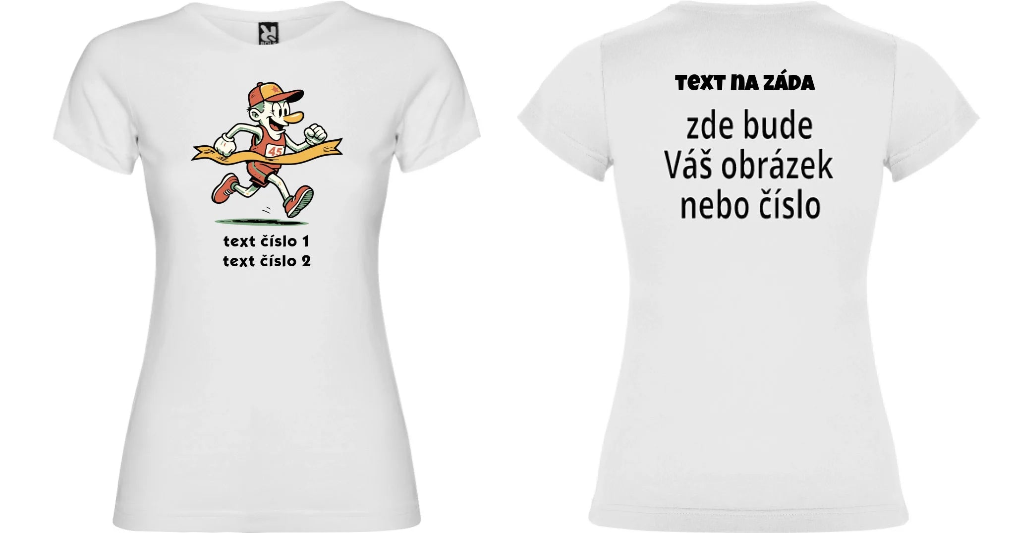 DÁMSKÉ TRIČKO s motivem BĚH, KOLO, PLAVÁNÍ (výběr z 25+ obrázků, možnost doplnit vlastní texty) oboustranný potisk dámské jamaica Bílá
