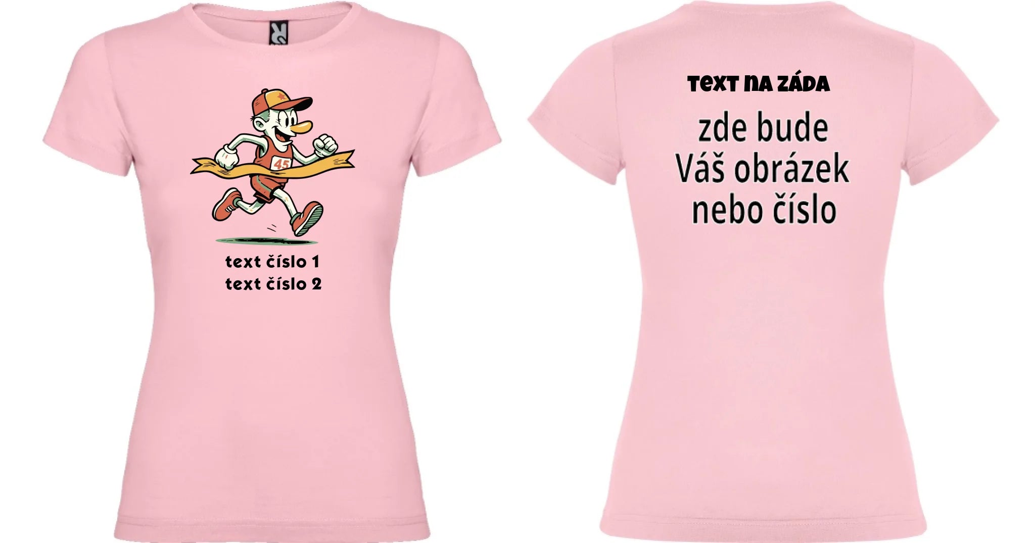 DÁMSKÉ TRIČKO s motivem BĚH, KOLO, PLAVÁNÍ (výběr z 25+ obrázků, možnost doplnit vlastní texty) oboustranný potisk dámské jamaica Světle růžová