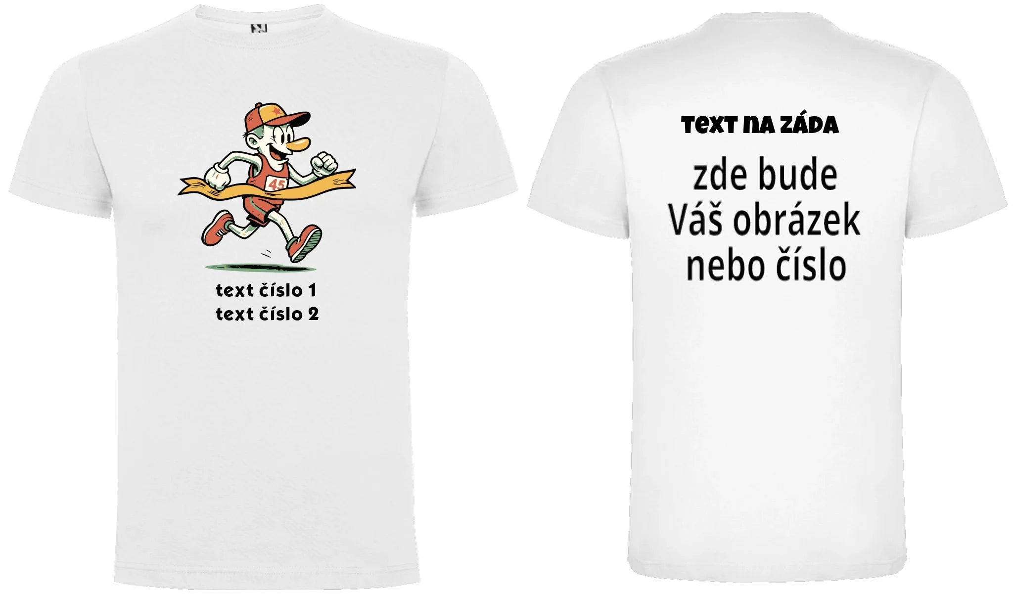CHLAPECKÉ TRIČKO s motivem BĚH, KOLO, PLAVÁNÍ (výběr z 25+ obrázků, možnost doplnit vlastní texty) oboustranný potisk chlapecké DOGO Bílá