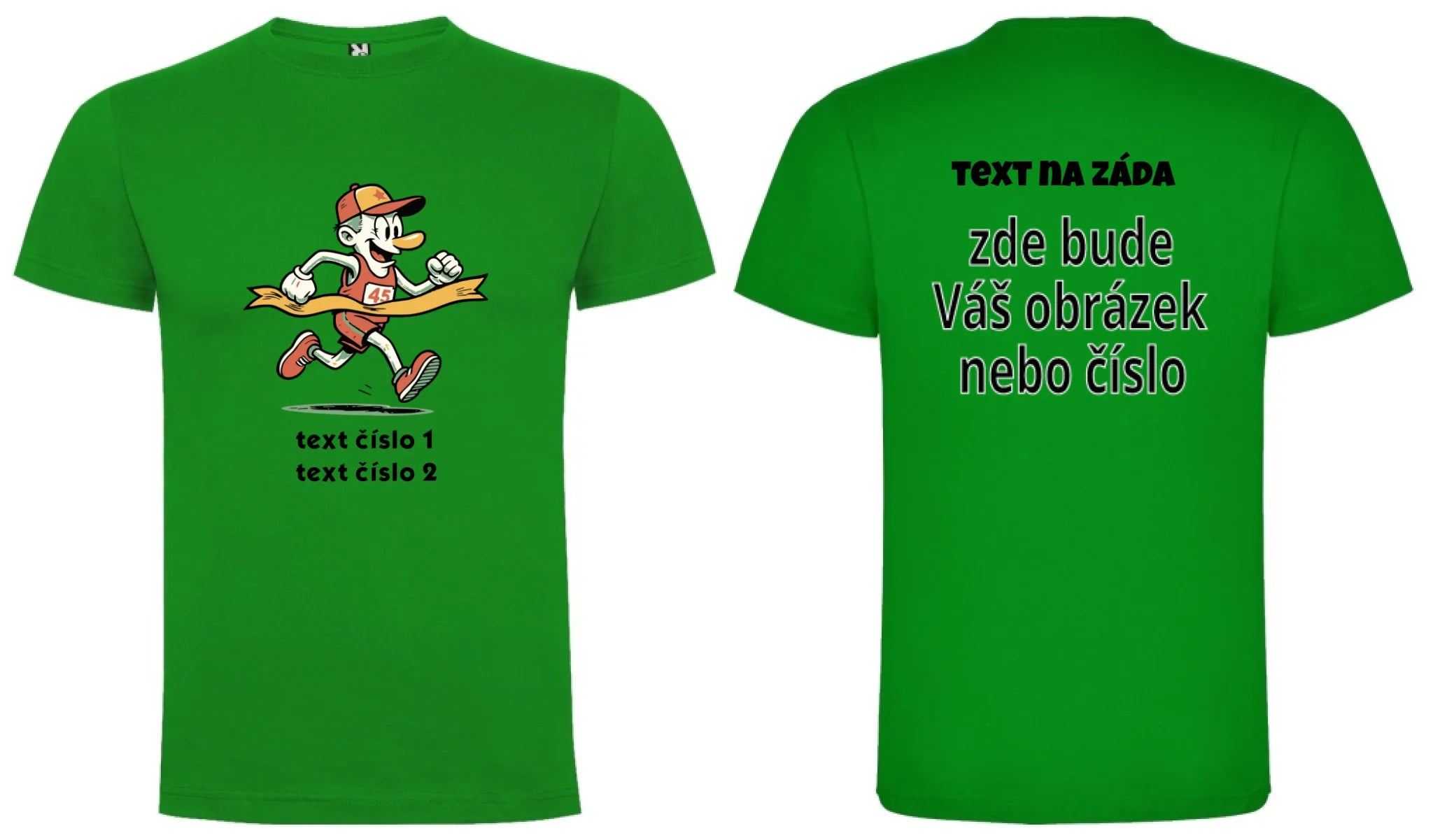 CHLAPECKÉ TRIČKO s motivem BĚH, KOLO, PLAVÁNÍ (výběr z 25+ obrázků, možnost doplnit vlastní texty) oboustranný potisk chlapecké DOGO Zelená
