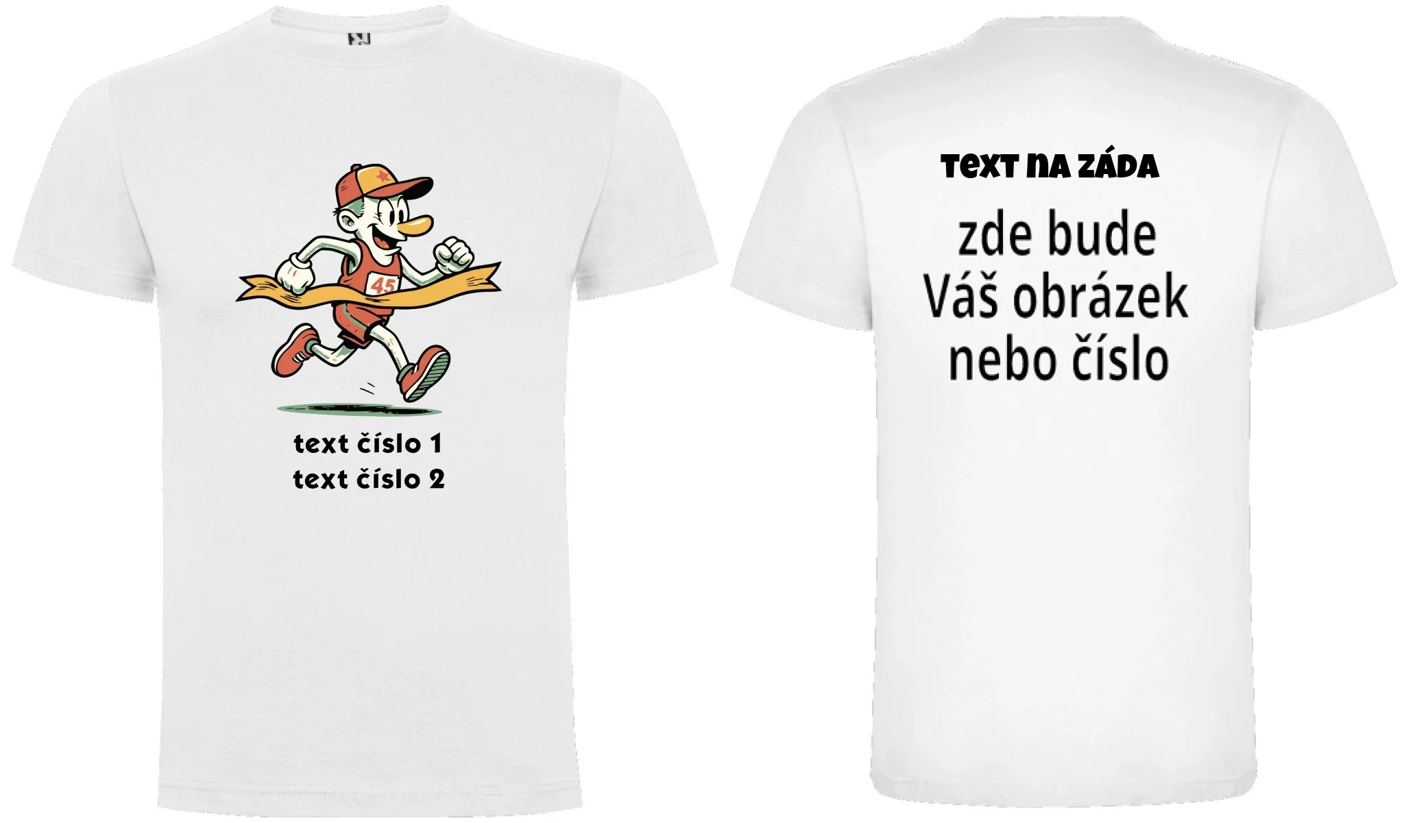 PÁNSKÉ TRIČKO s motivem BĚH, KOLO, PLAVÁNÍ (výběr z 25+ obrázků, možnost doplnit vlastní texty) oboustranný potisk pánské DOGO Bílá