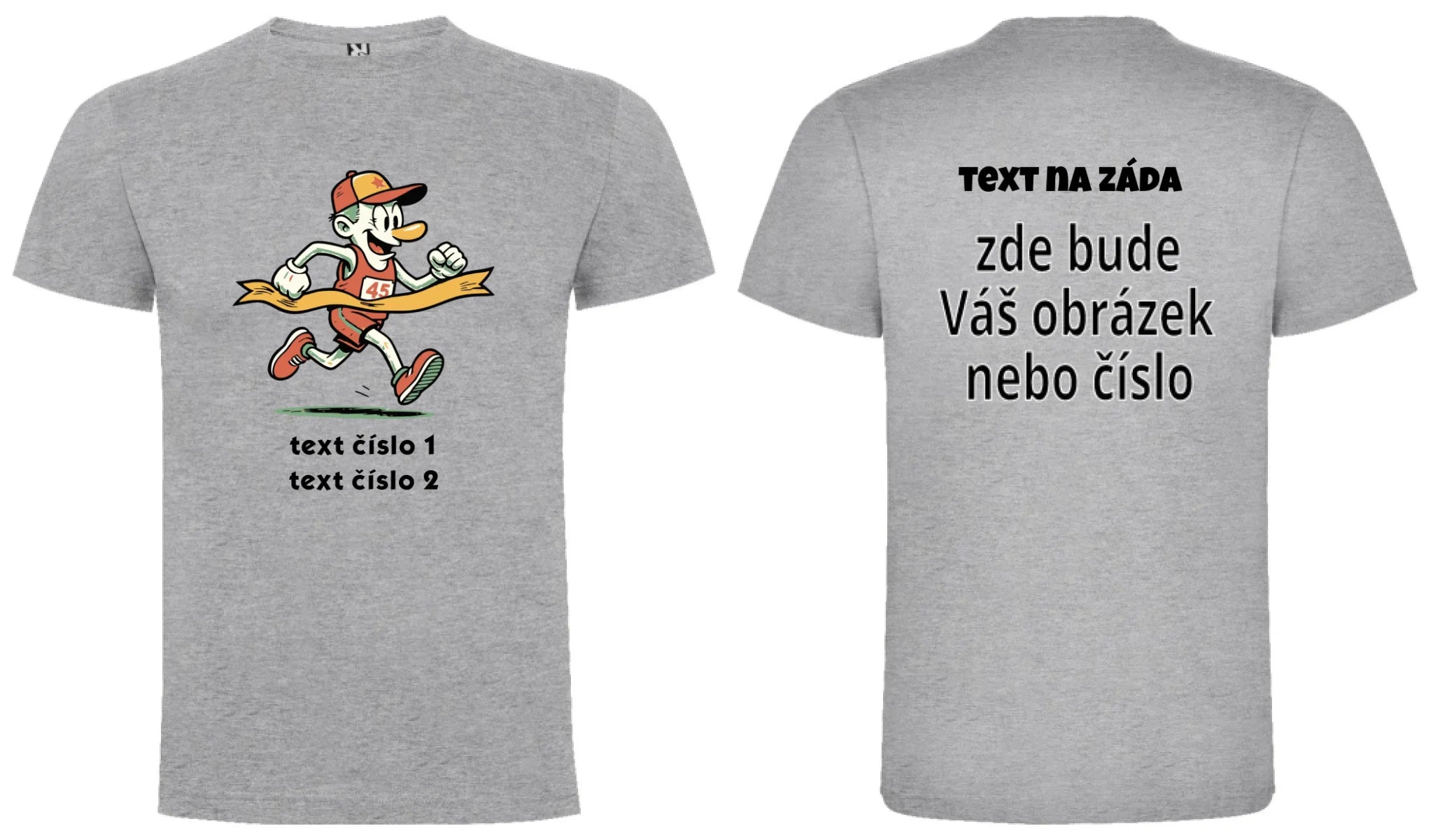 PÁNSKÉ TRIČKO s motivem BĚH, KOLO, PLAVÁNÍ (výběr z 25+ obrázků, možnost doplnit vlastní texty) oboustranný potisk pánské DOGO Melír