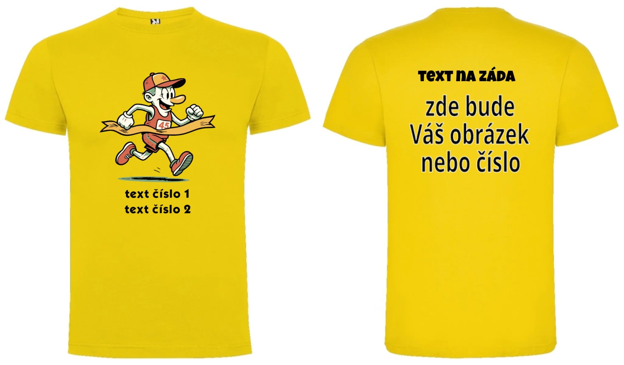 PÁNSKÉ TRIČKO s motivem BĚH, KOLO, PLAVÁNÍ (výběr z 25+ obrázků, možnost doplnit vlastní texty) oboustranný potisk pánské DOGO Žlutá